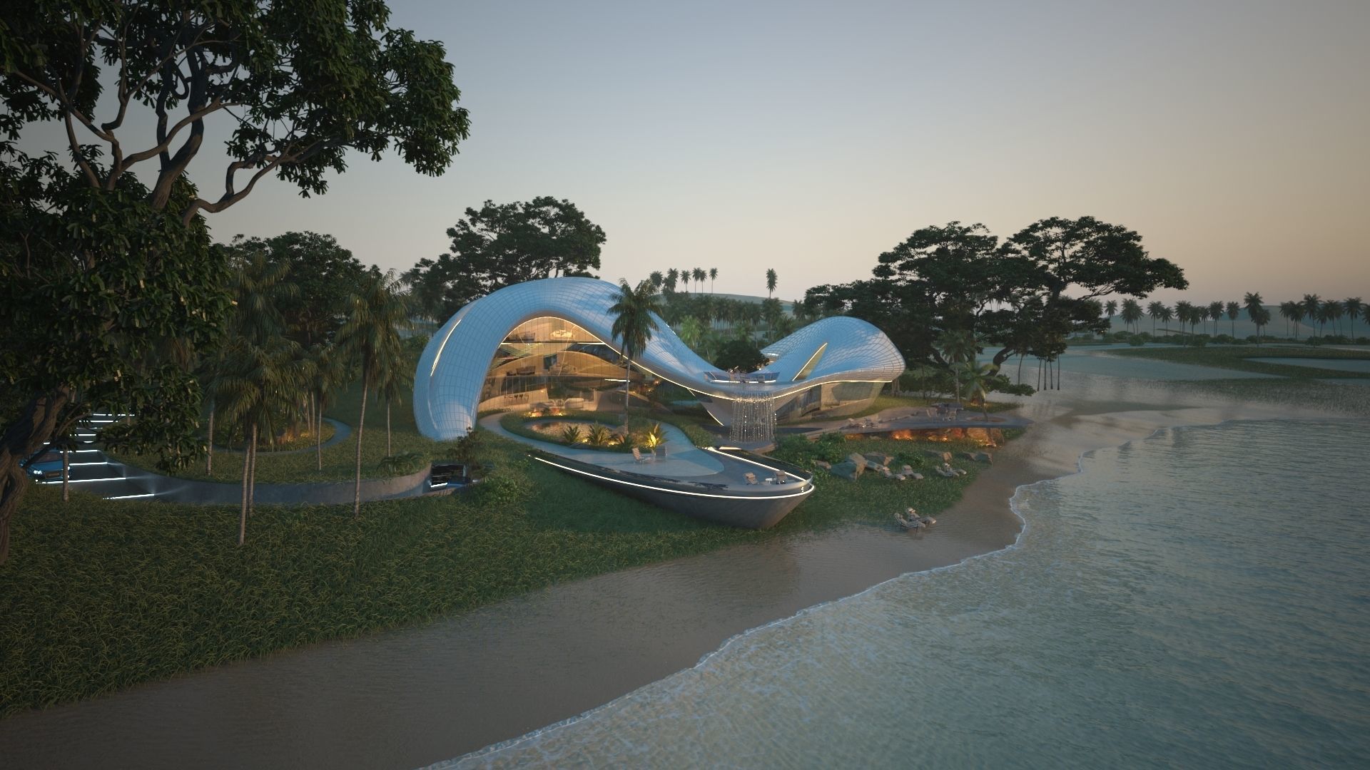 Organic beach villa house vray 3ds max 3D model_14