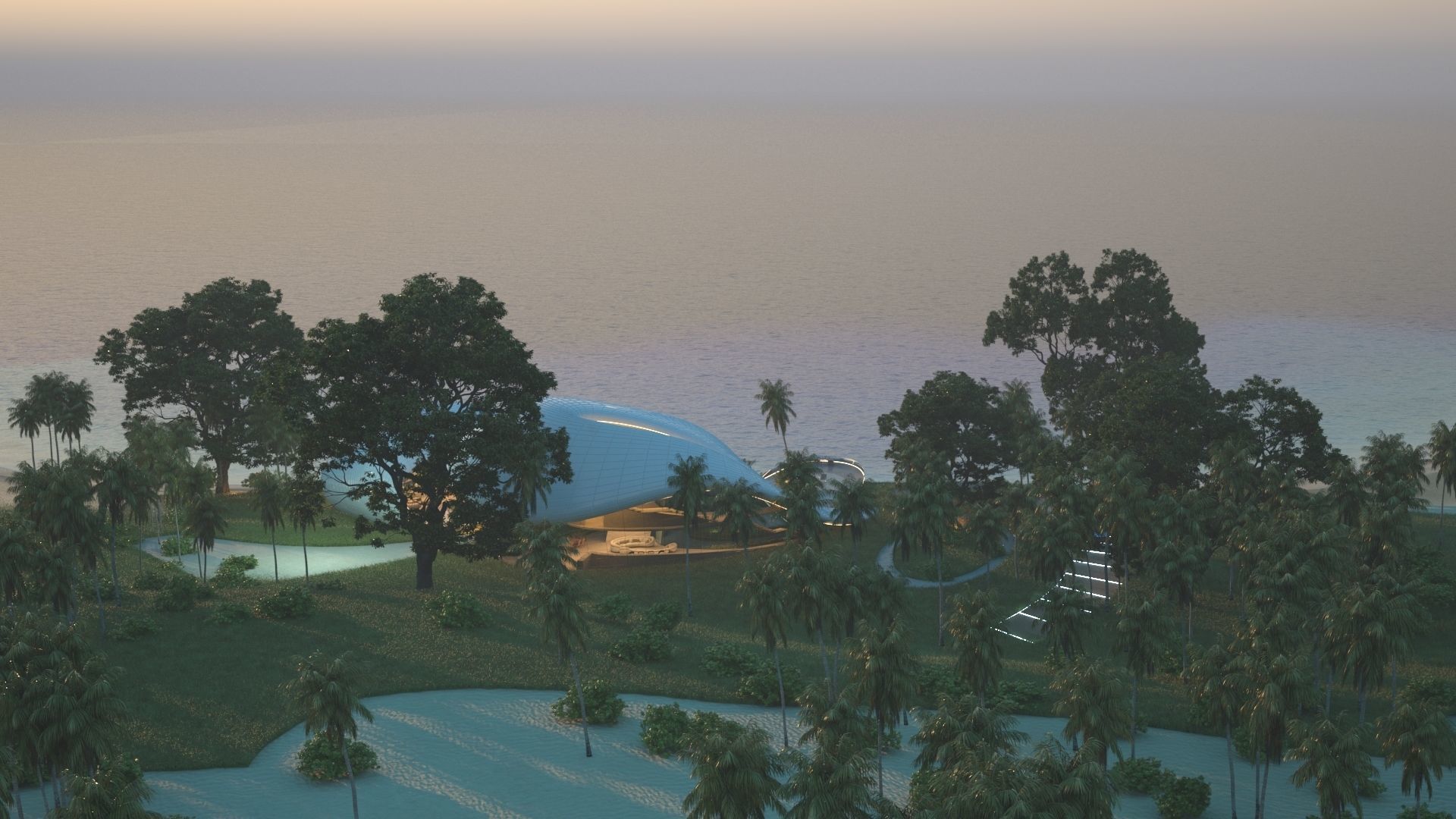 Organic beach villa house vray 3ds max 3D model_20