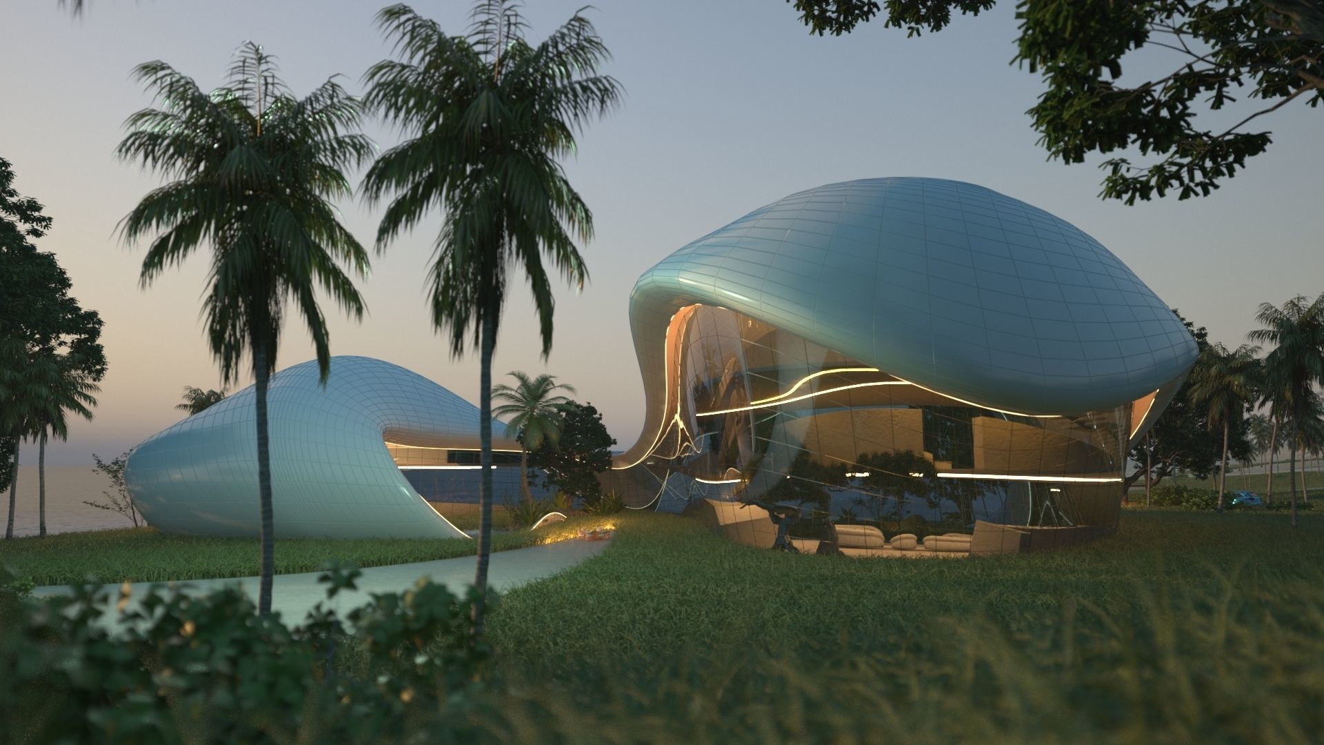 Organic beach villa house vray 3ds max 3D model_18