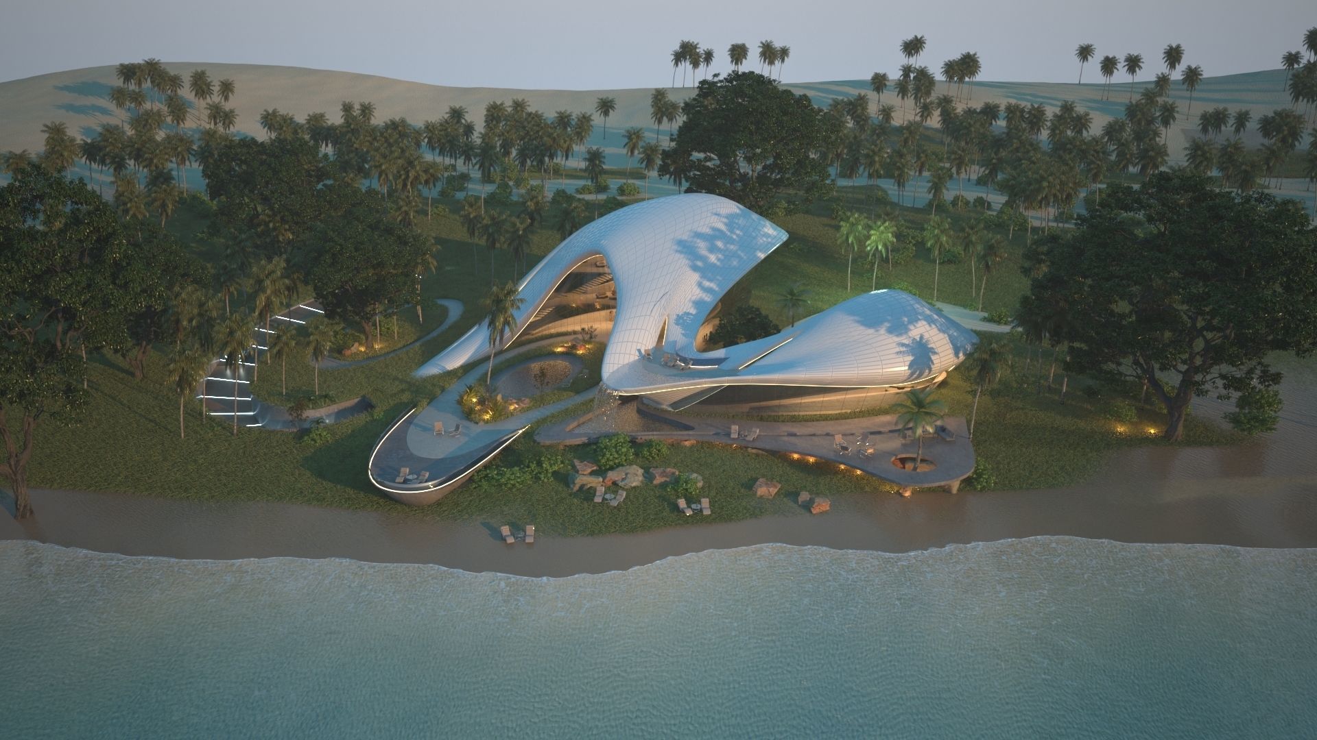 Organic beach villa house vray 3ds max 3D model_19