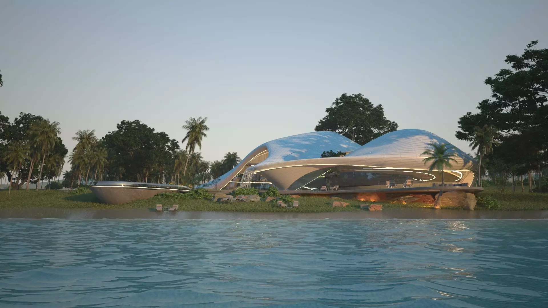 Organic beach villa house vray 3ds max 3D model_0