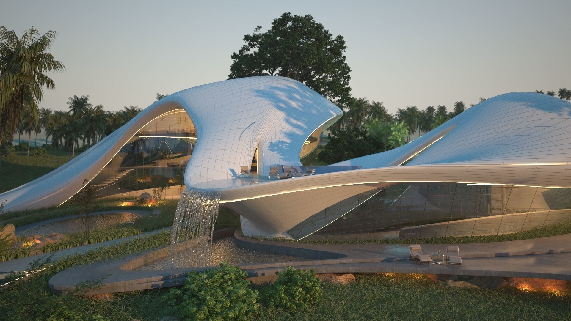 Organic beach villa house vray 3ds max 3D model_1