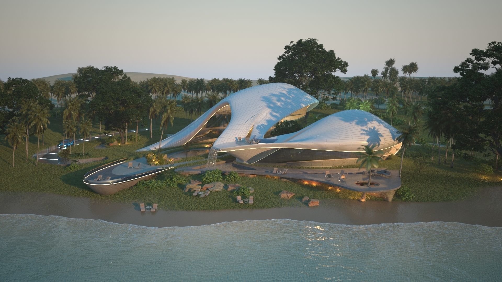 Organic beach villa house vray 3ds max 3D model_17