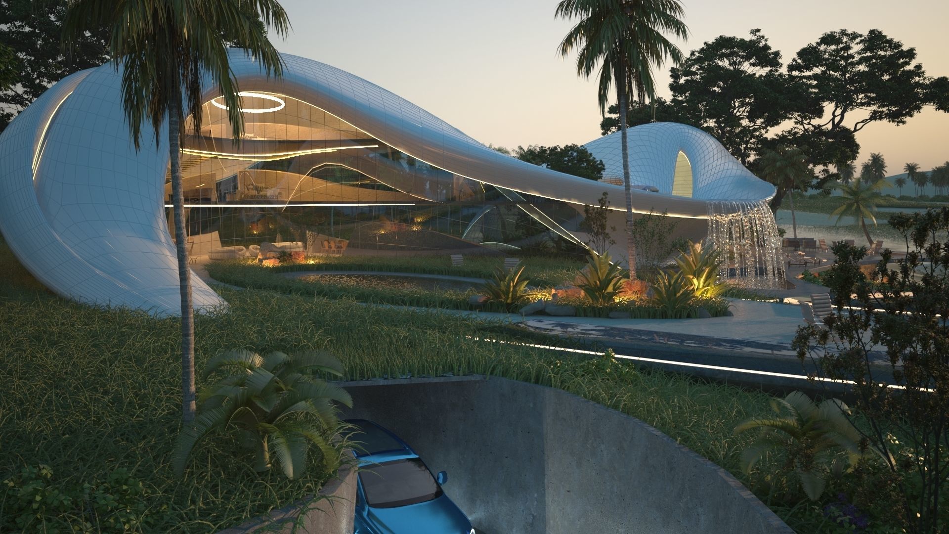 Organic beach villa house vray 3ds max 3D model_5