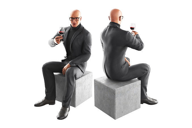 Richard Seat Wine Low-poly 3D model