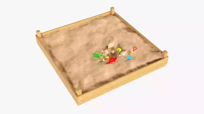 Sandbox with toys outdoor