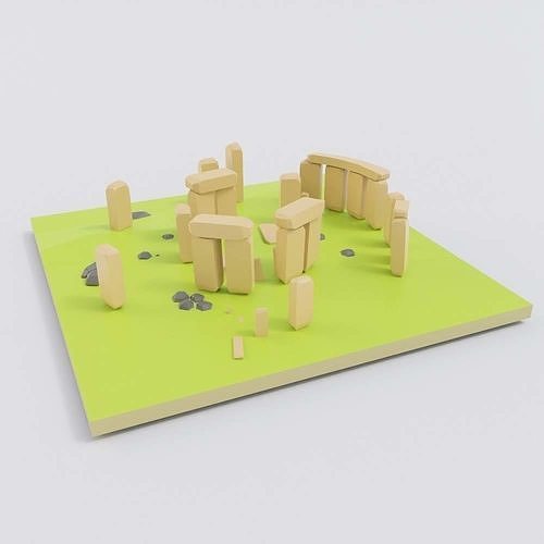 Stonehenge landmark  toon 3d model  Low-poly 3D model