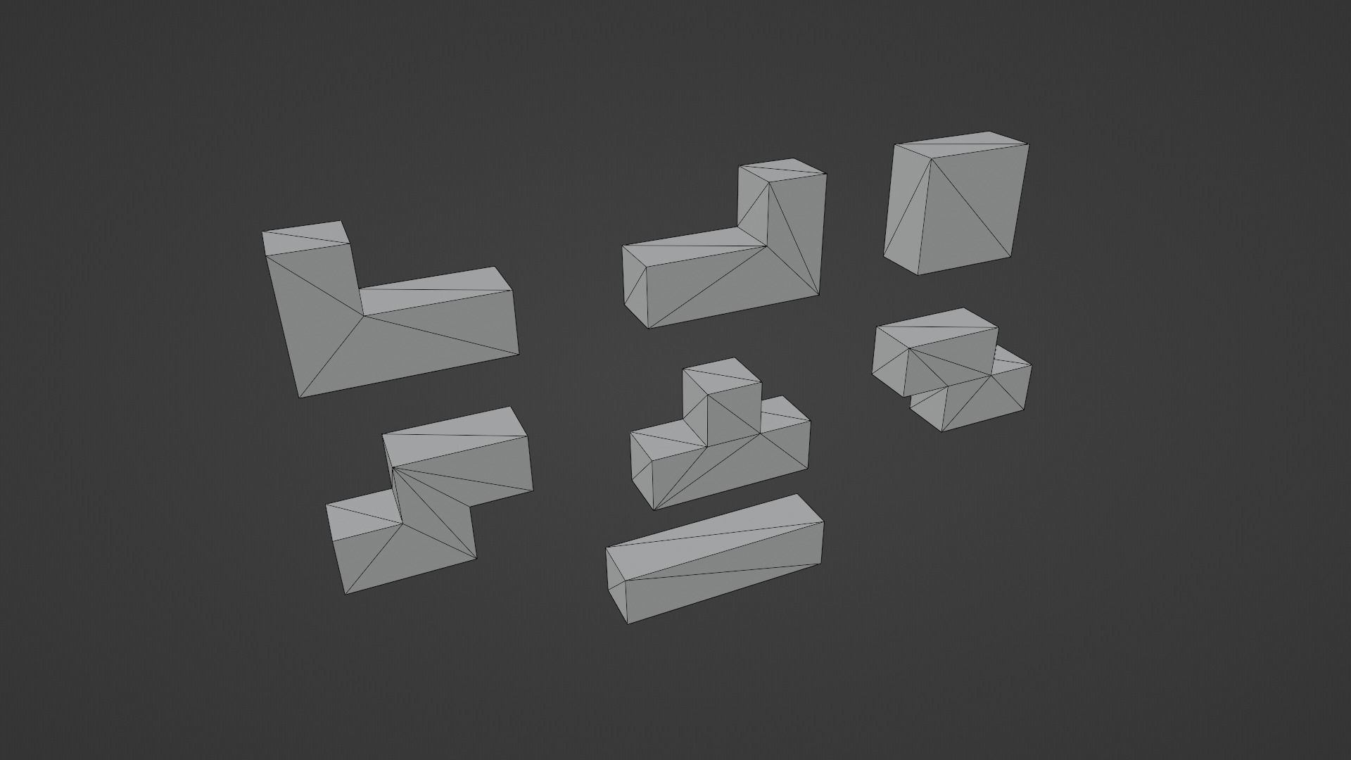 Voxel Tetris Block Low-poly 3D model_10