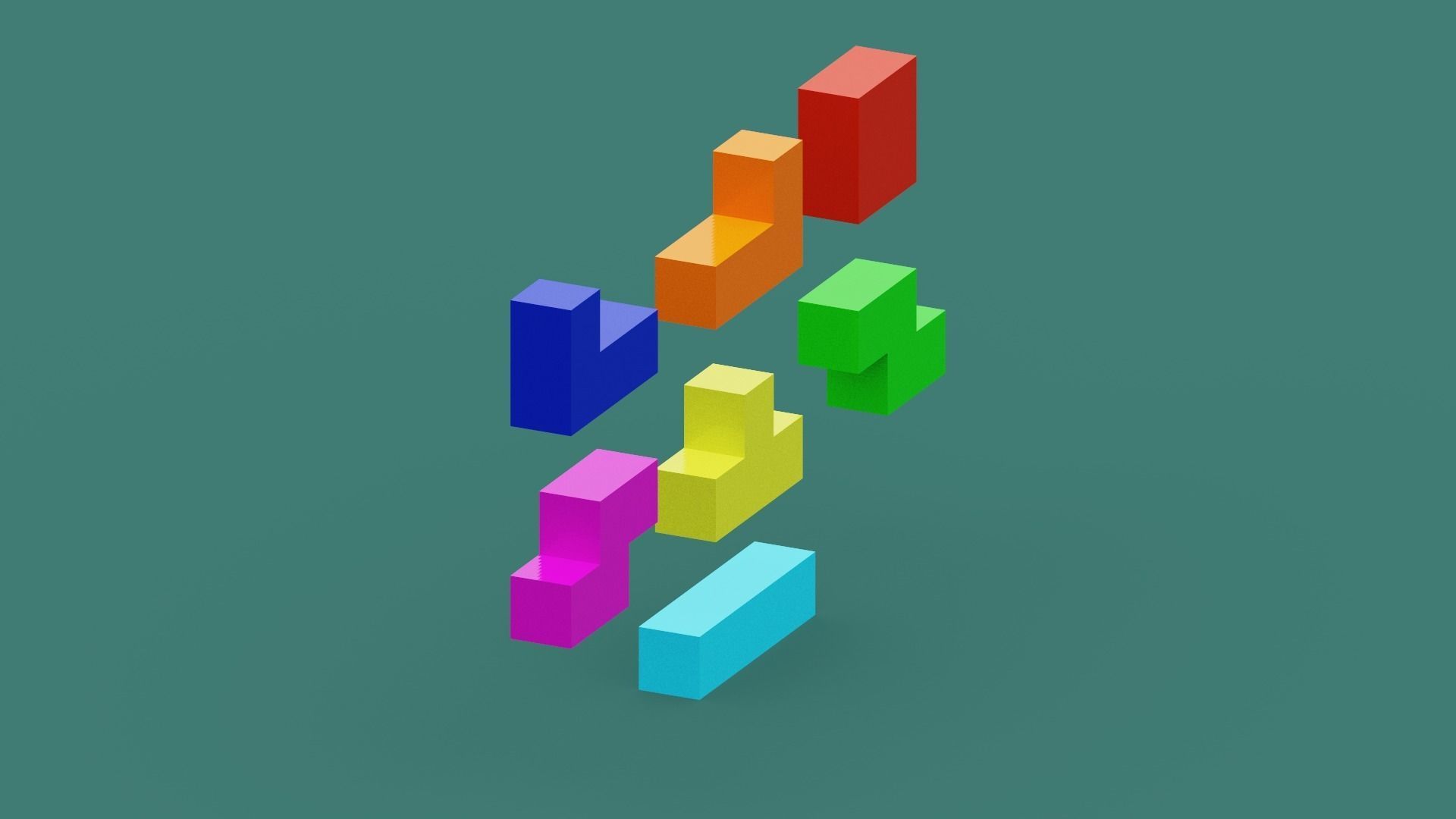 Voxel Tetris Block Low-poly 3D model_24