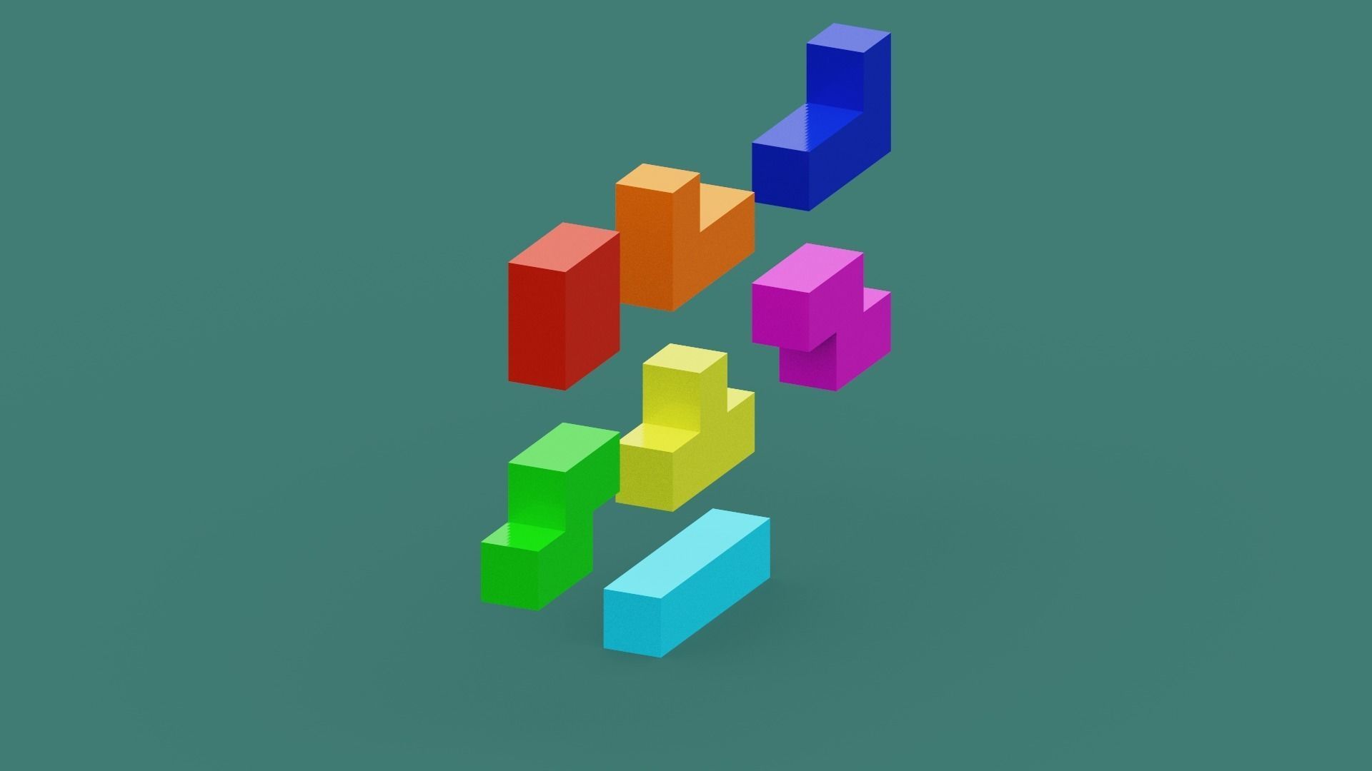 Voxel Tetris Block Low-poly 3D model_17