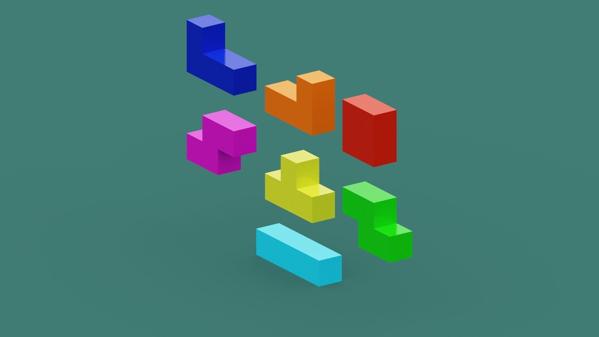 Voxel Tetris Block Low-poly 3D model_18