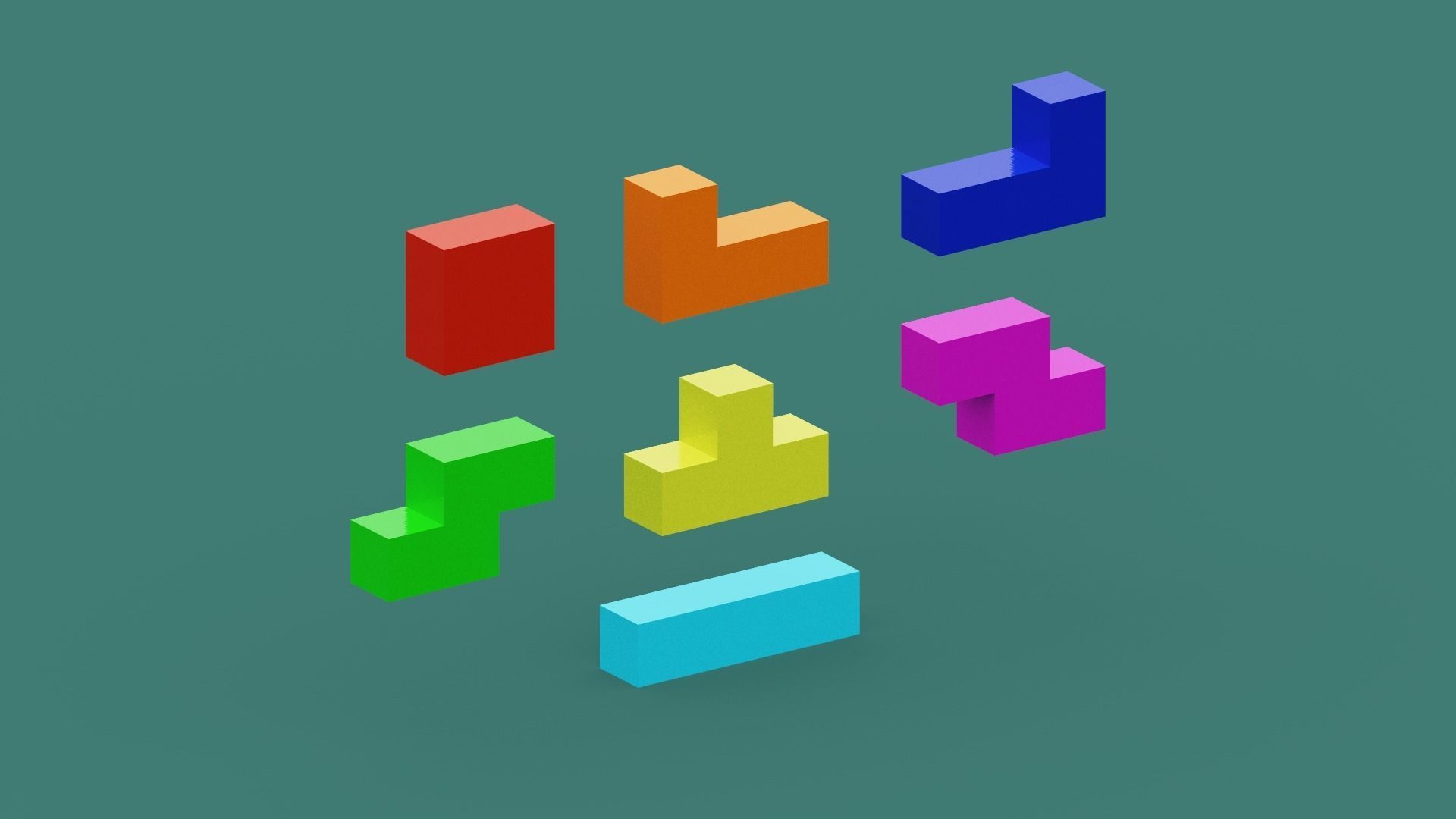 Voxel Tetris Block Low-poly 3D model_16