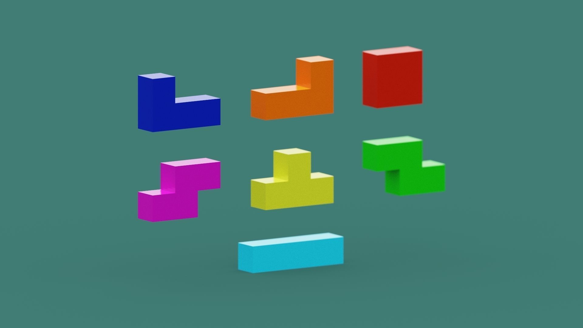 Voxel Tetris Block Low-poly 3D model_6