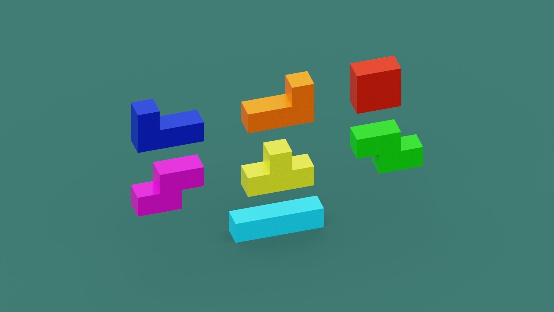 Voxel Tetris Block Low-poly 3D model_1