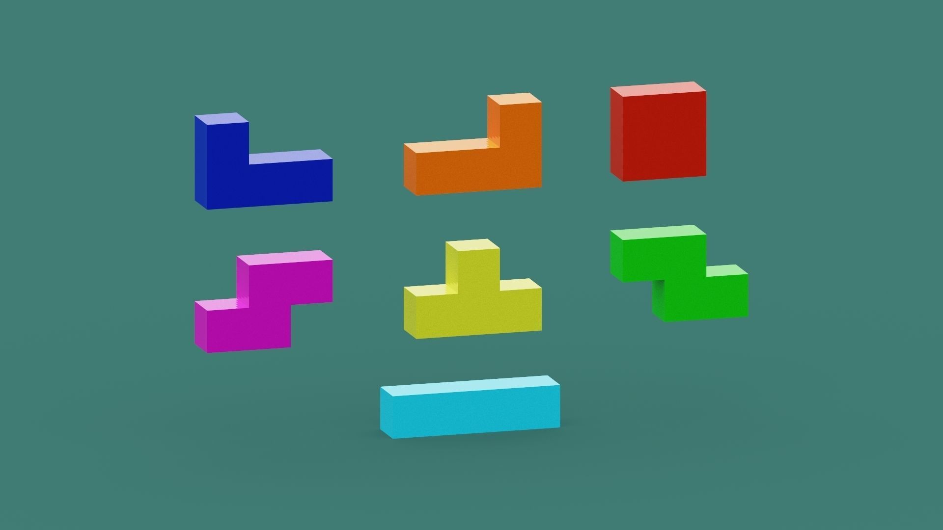 Voxel Tetris Block Low-poly 3D model_3