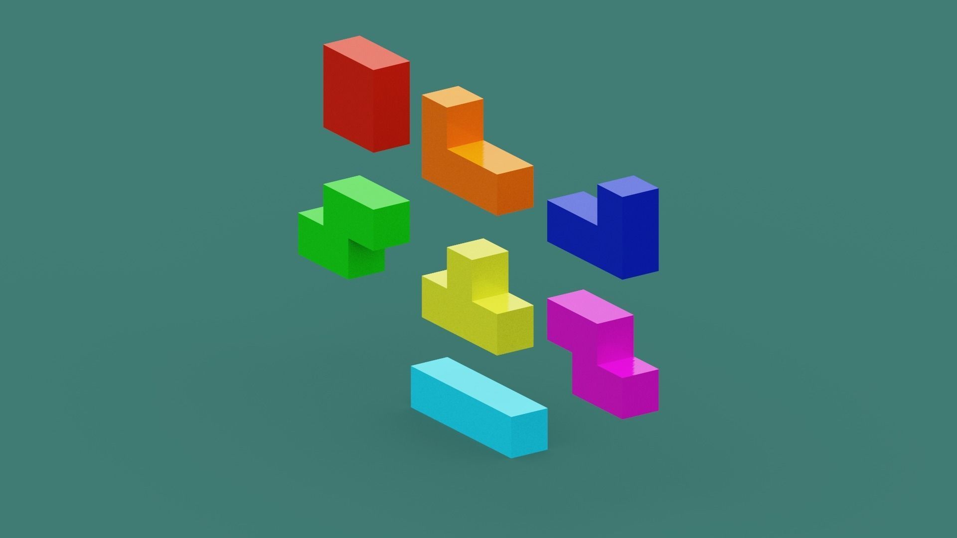 Voxel Tetris Block Low-poly 3D model_21