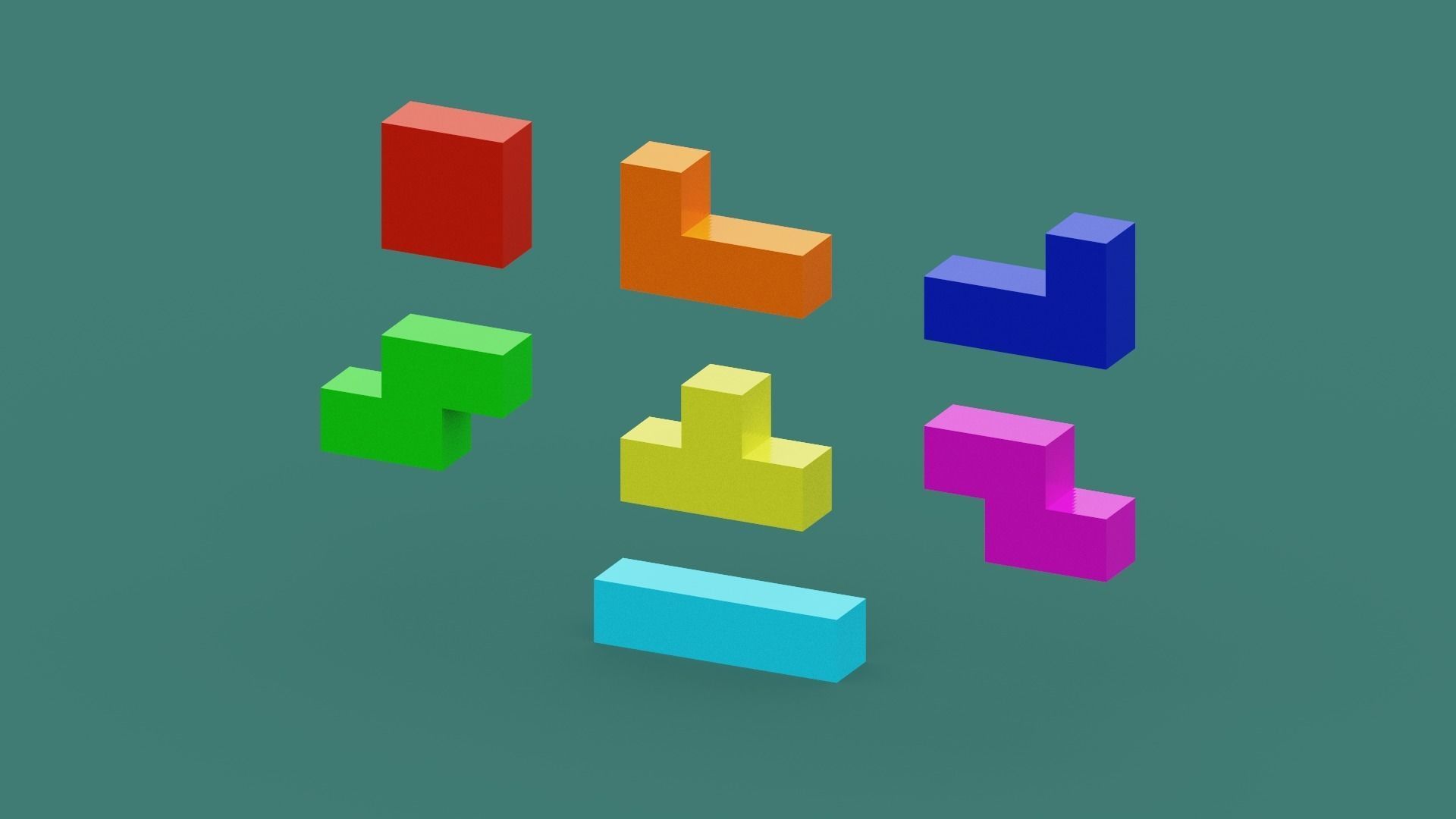 Voxel Tetris Block Low-poly 3D model_22
