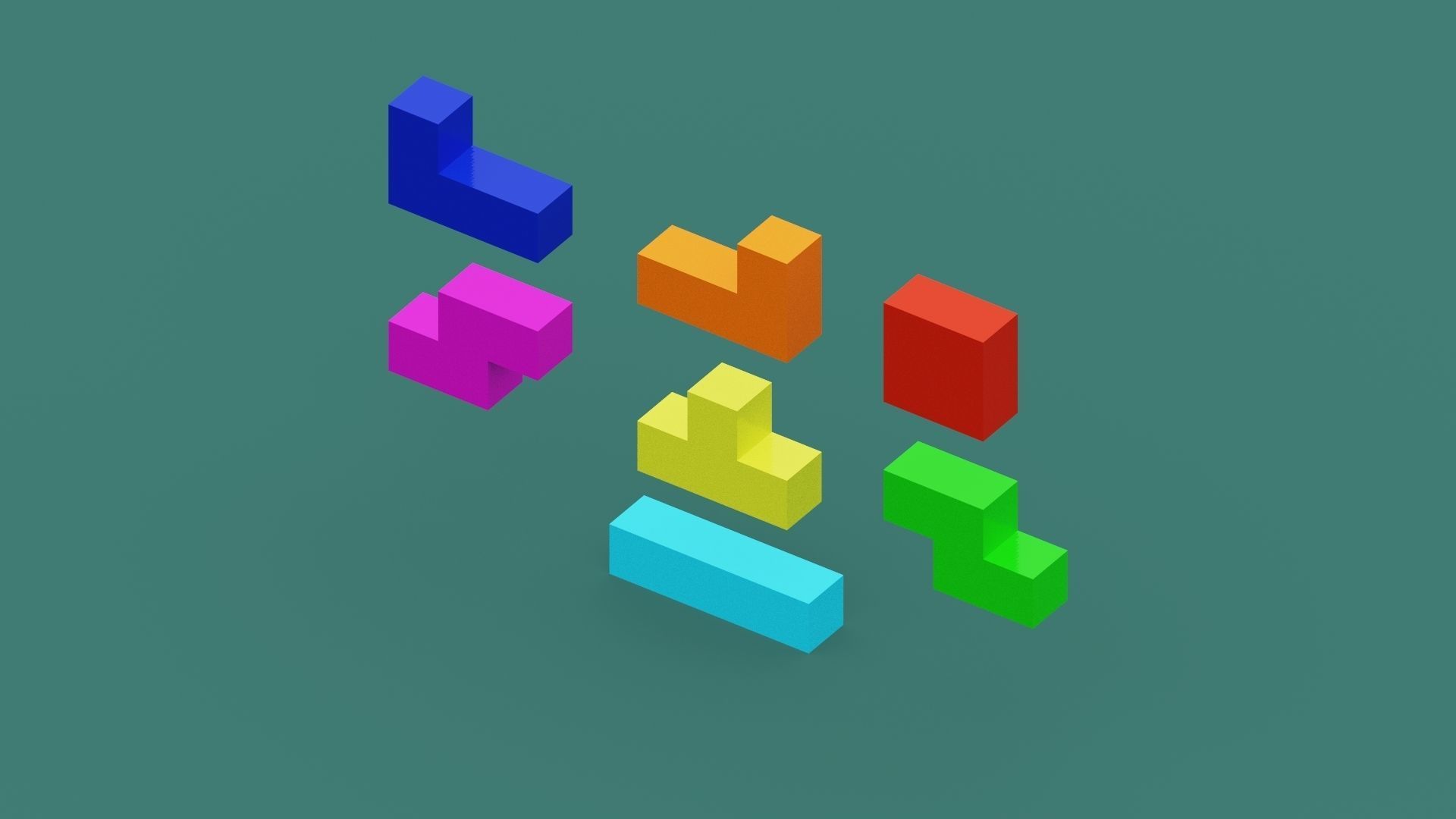 Voxel Tetris Block Low-poly 3D model_2