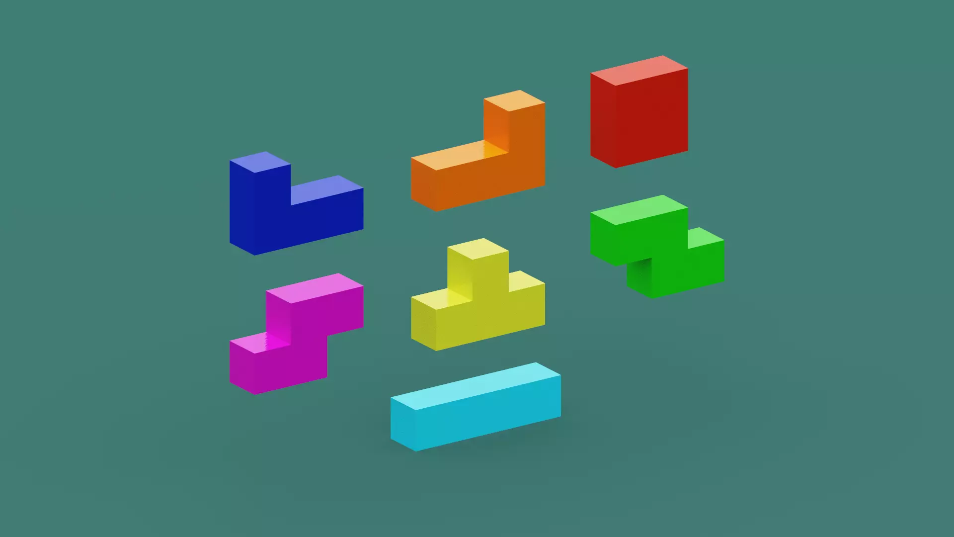 Voxel Tetris Block Low-poly 3D model_0