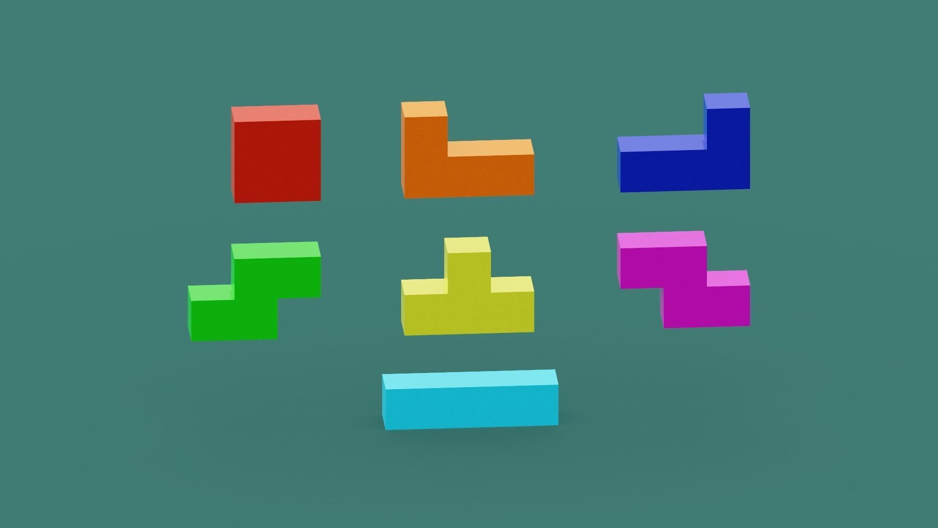 Voxel Tetris Block Low-poly 3D model_19