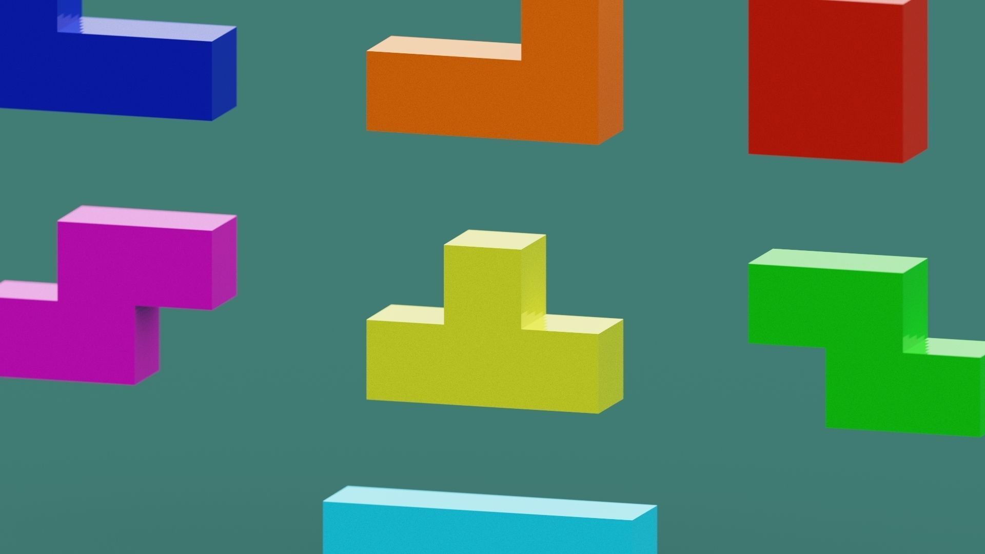 Voxel Tetris Block Low-poly 3D model_4