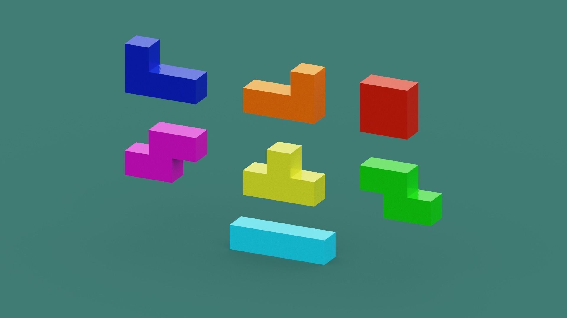 Voxel Tetris Block Low-poly 3D model_15