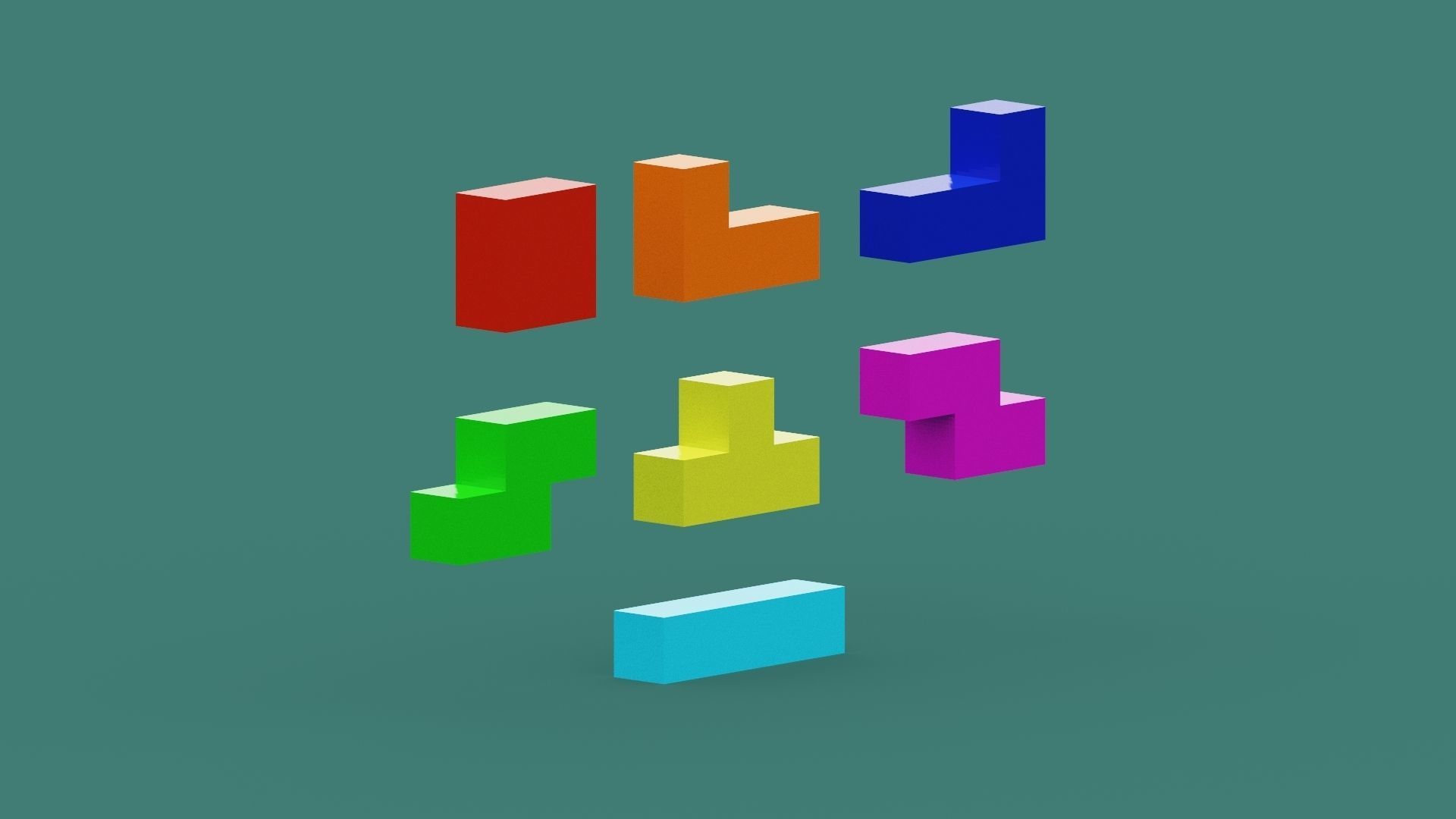 Voxel Tetris Block Low-poly 3D model_9