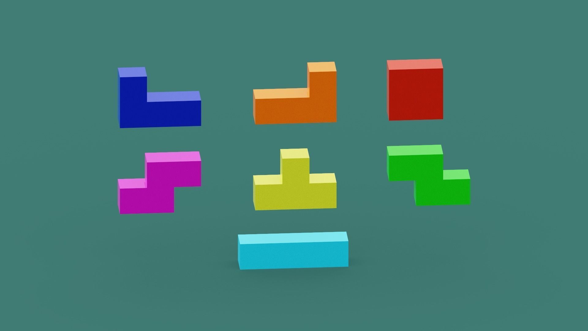 Voxel Tetris Block Low-poly 3D model_14