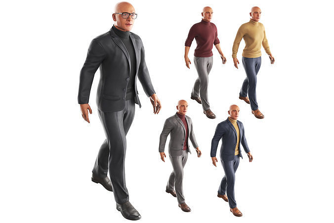 Richard-Black-Suit-Walking man in suit Low-poly 3D model