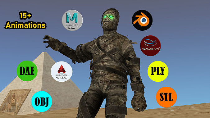 MUMMY with Animation Low-poly 3D model
