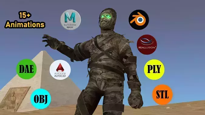 MUMMY with Animation Low-poly 3D model