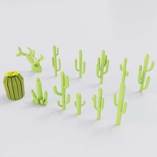 Cactus plant toon 3d model Low-poly 3D model