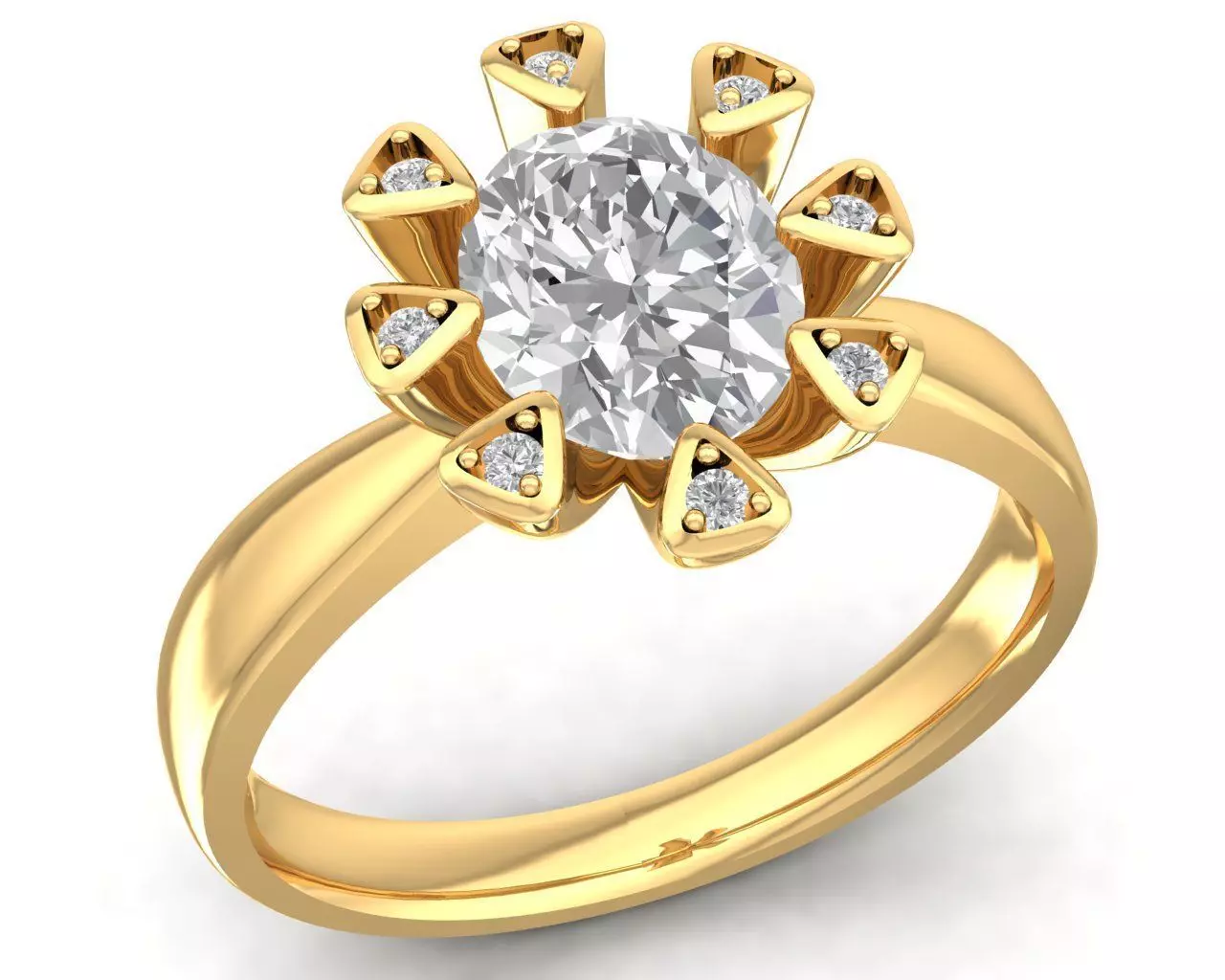 Eight Petal Flower Engagement Ring 3D Model 3122 3D print model