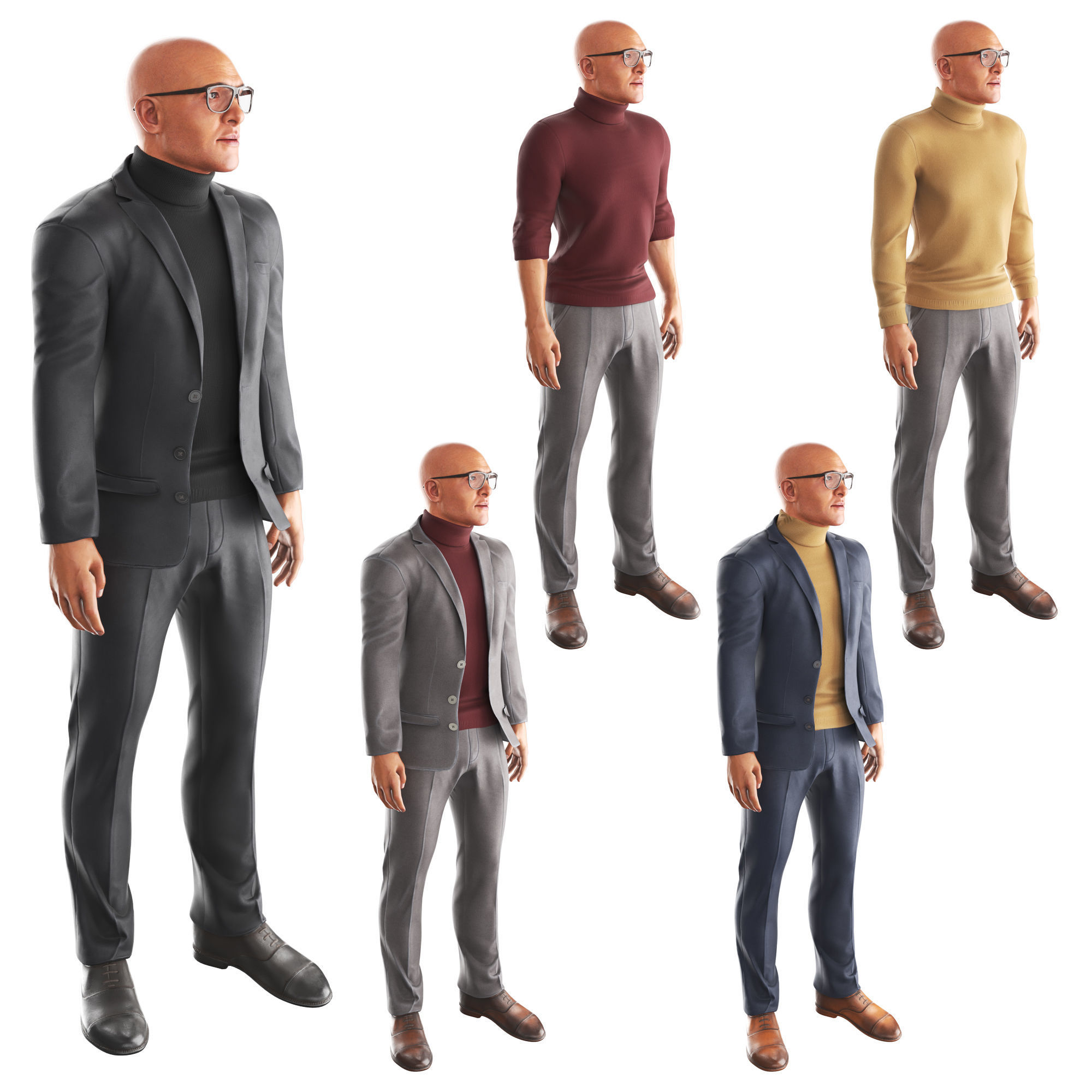 Richard-Stay sims mannequins Low-poly 3D model_1