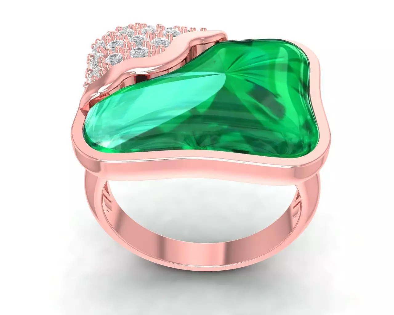 Freeform Abstract Gemstone Statement Ring 3D Model 3124 3D print model