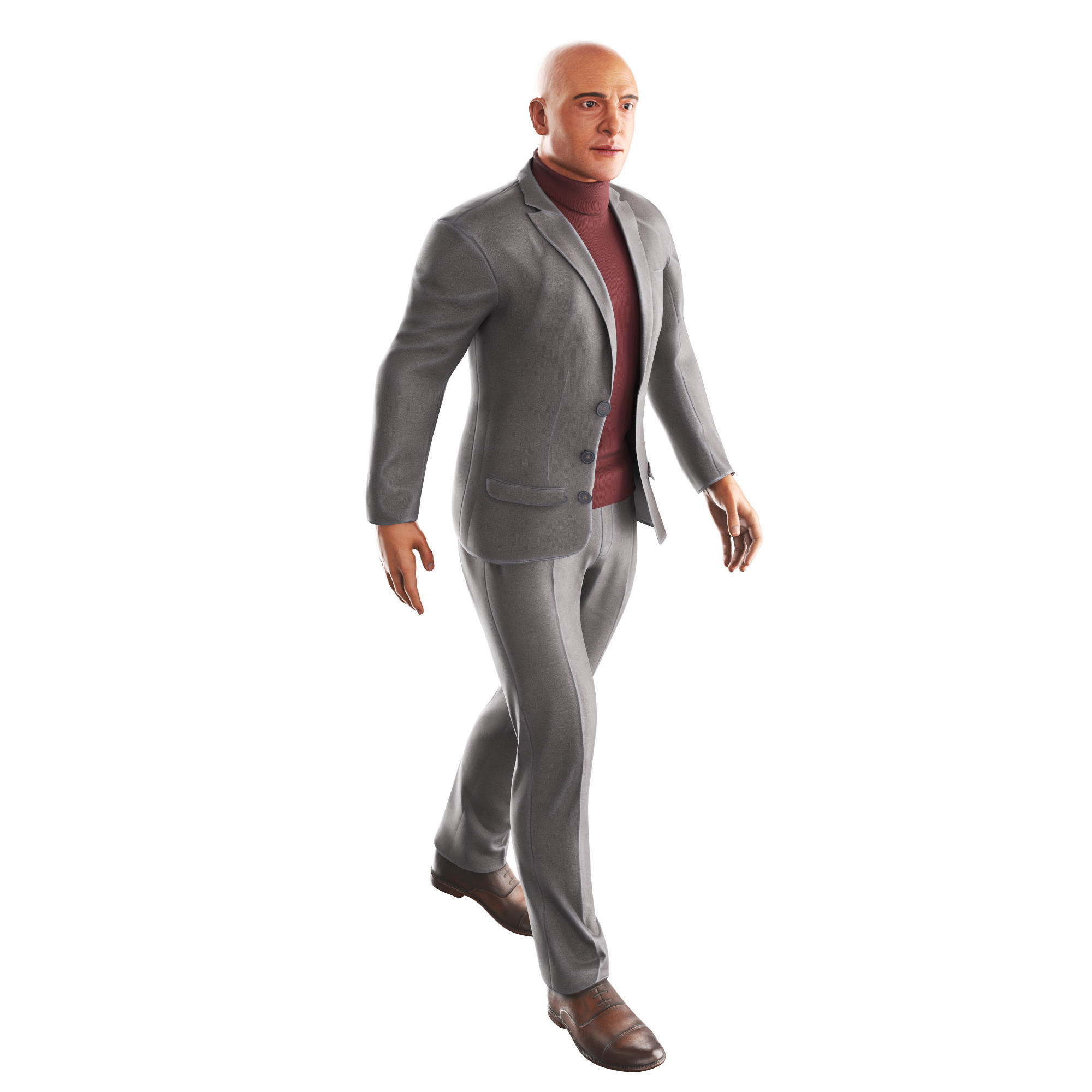 Richard-Gray-Suit-Walking man in suit Low-poly 3D model_1