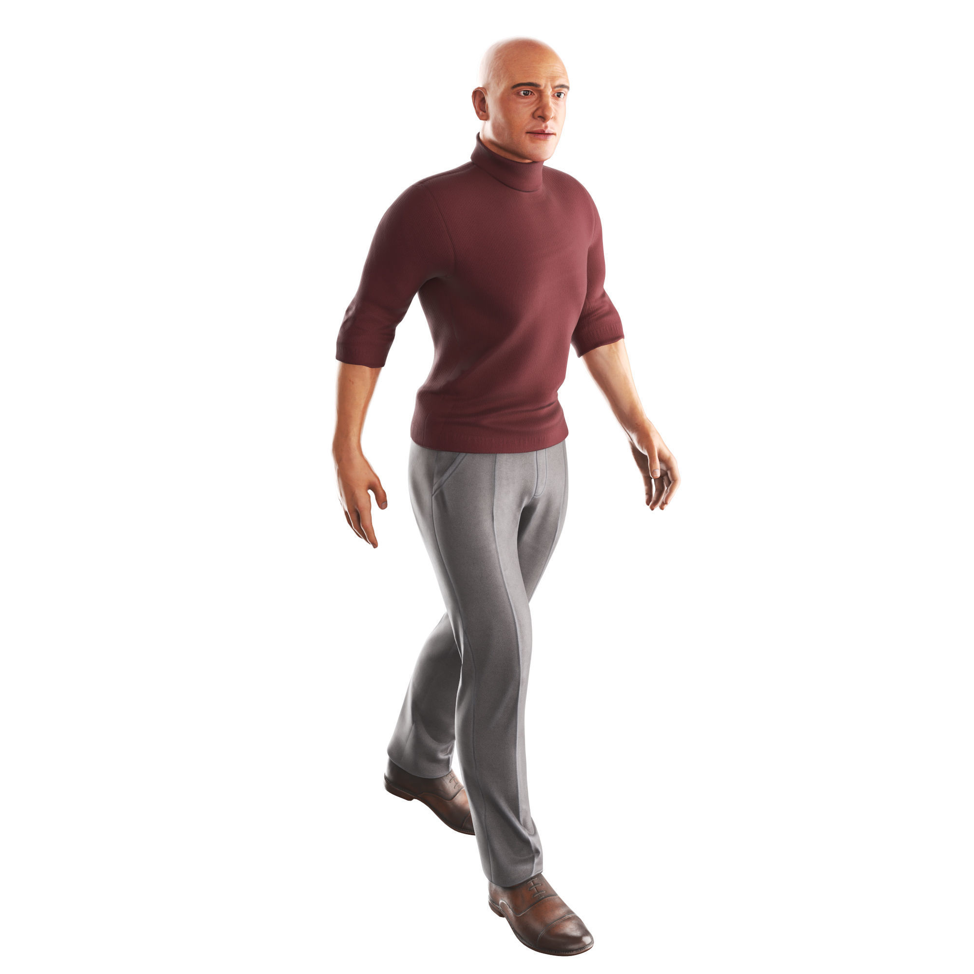 Richard-Red-GolfShort-Walking man Low-poly 3D model_1
