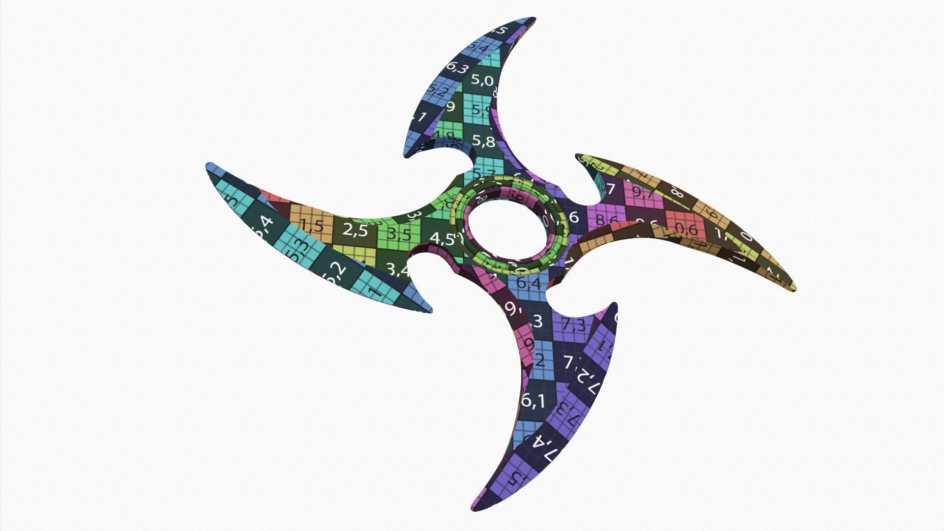 Shuriken throwing ninja knife 06 3D model_6