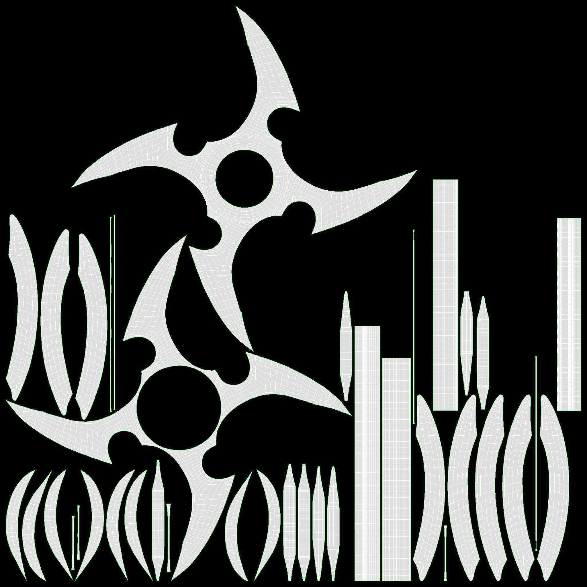 Shuriken throwing ninja knife 06 3D model_7