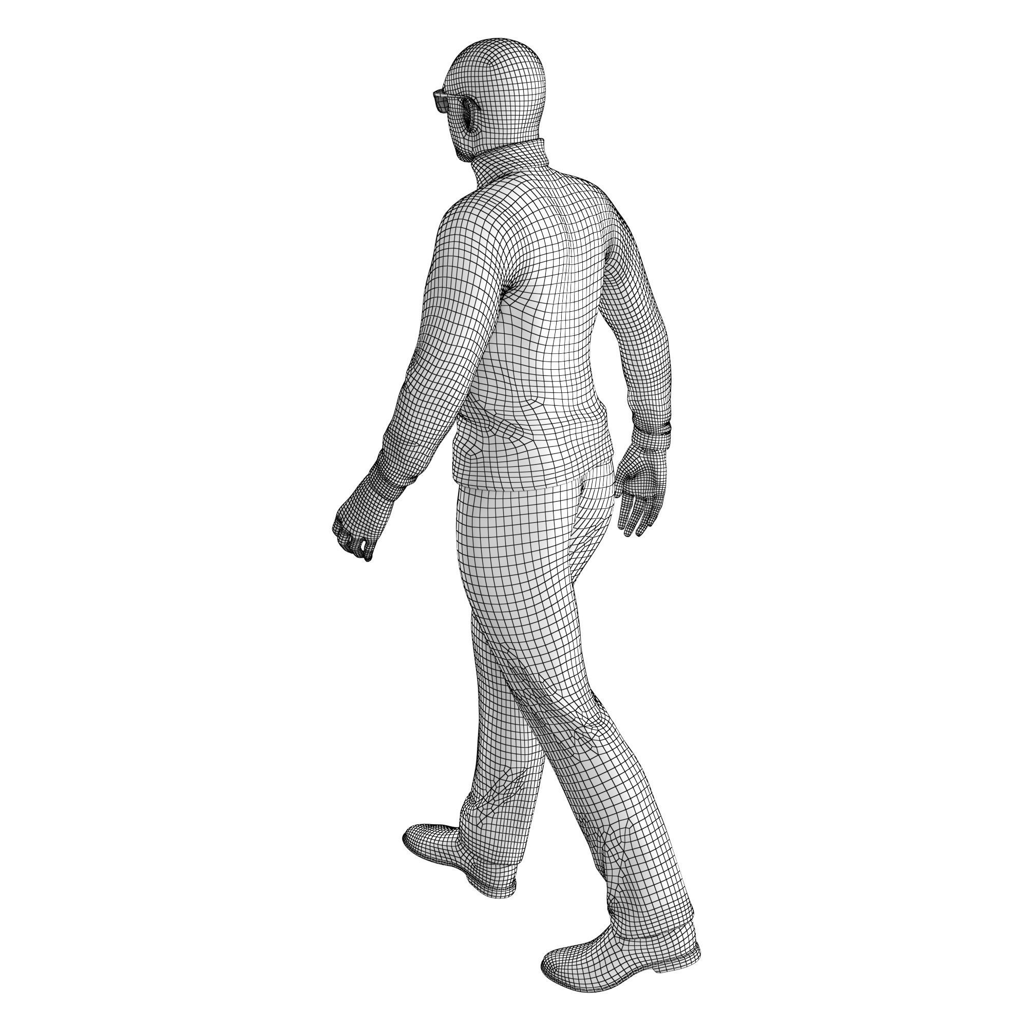 Richard-Red-Golf-Walking man wearing glasses and pants Low-poly 3D model_6
