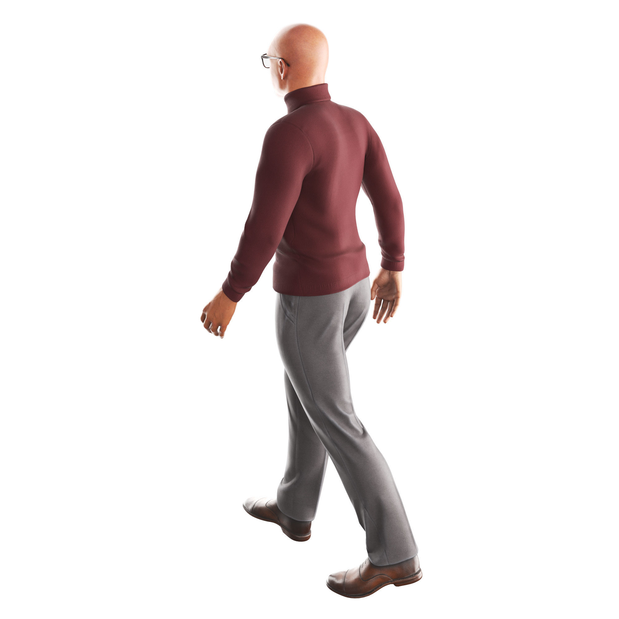 Richard-Red-Golf-Walking man wearing glasses and pants Low-poly 3D model_3