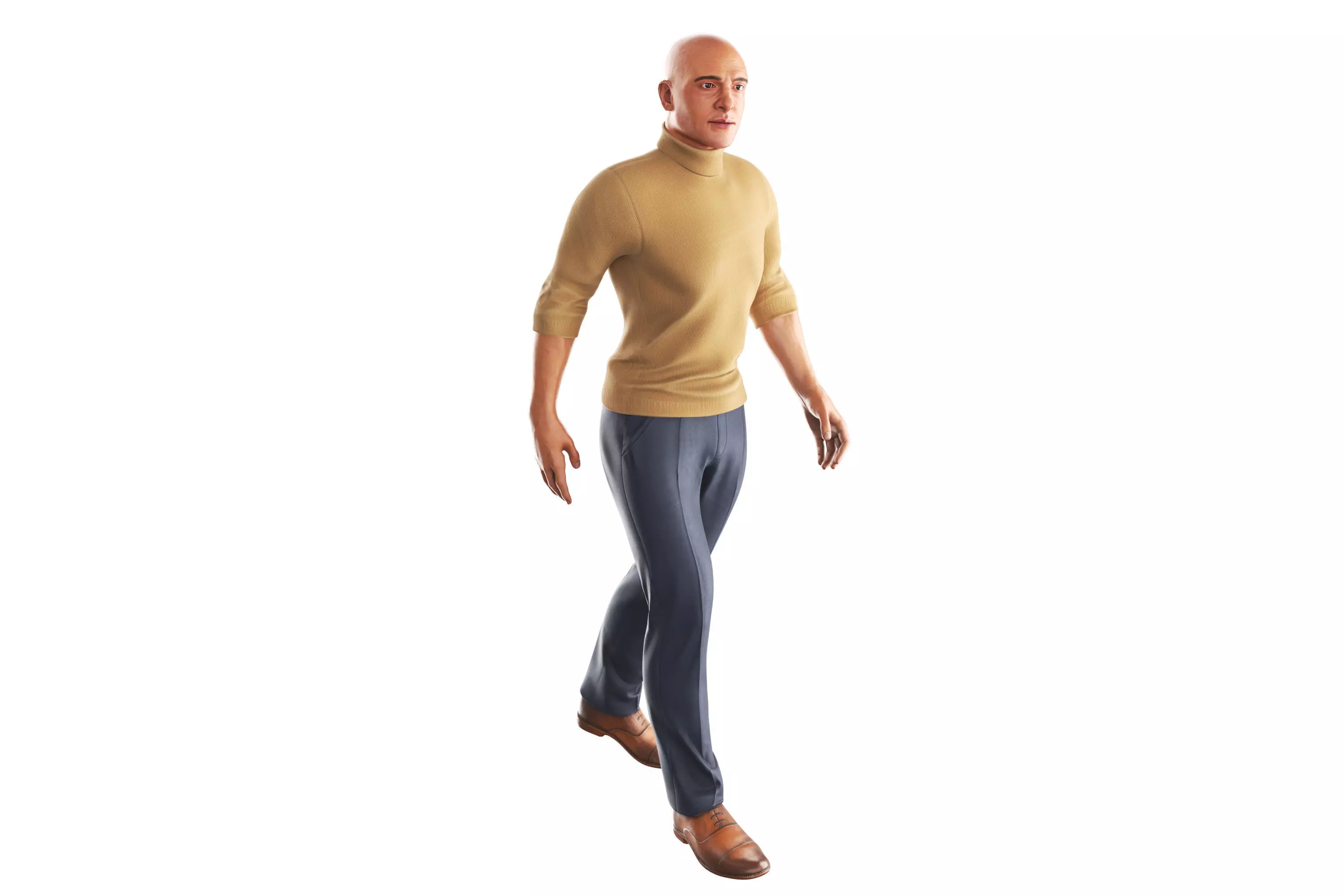 Richard-Yellow-GolfShort-Walking sims - man Low-poly 3D model_0