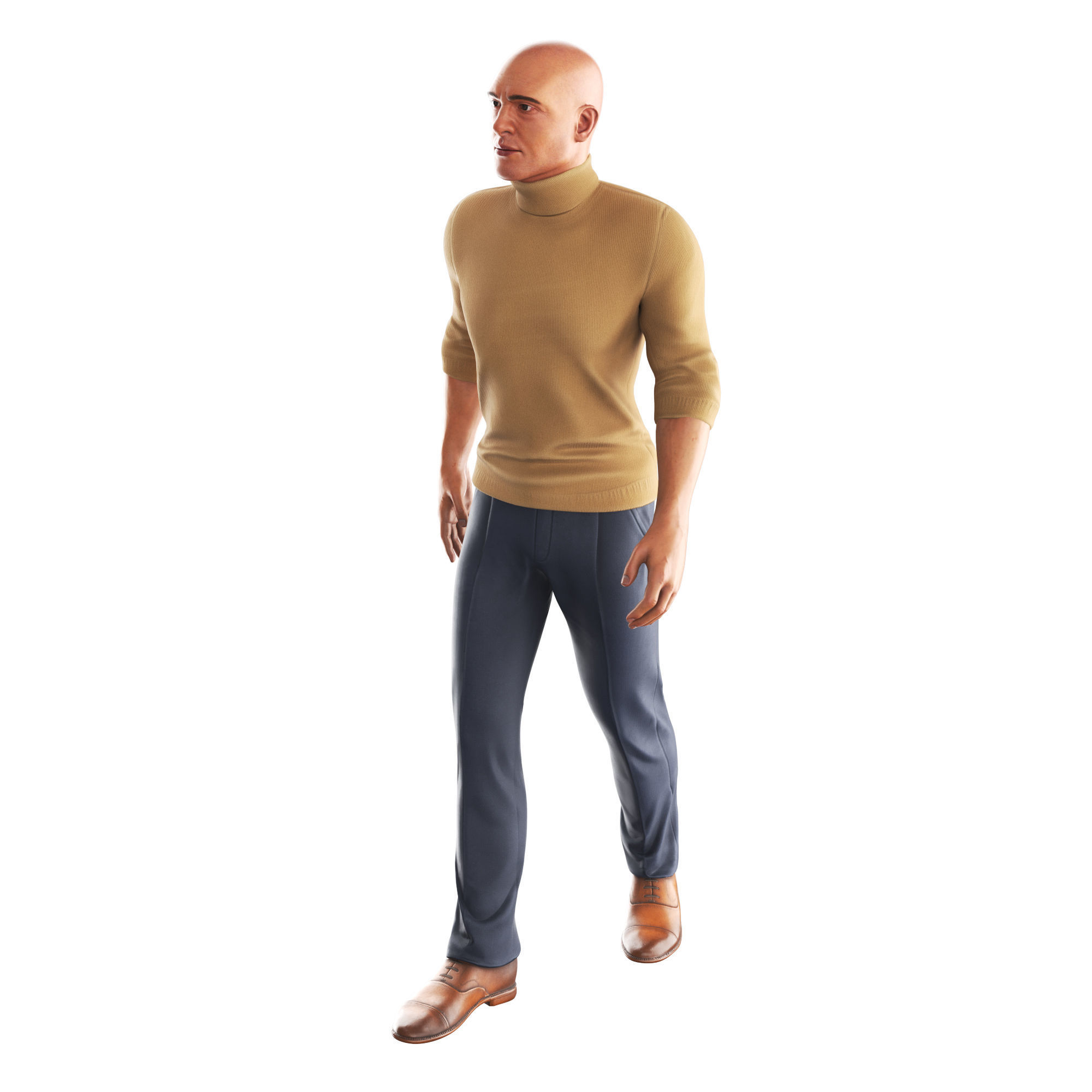 Richard-Yellow-GolfShort-Walking sims - man Low-poly 3D model_2