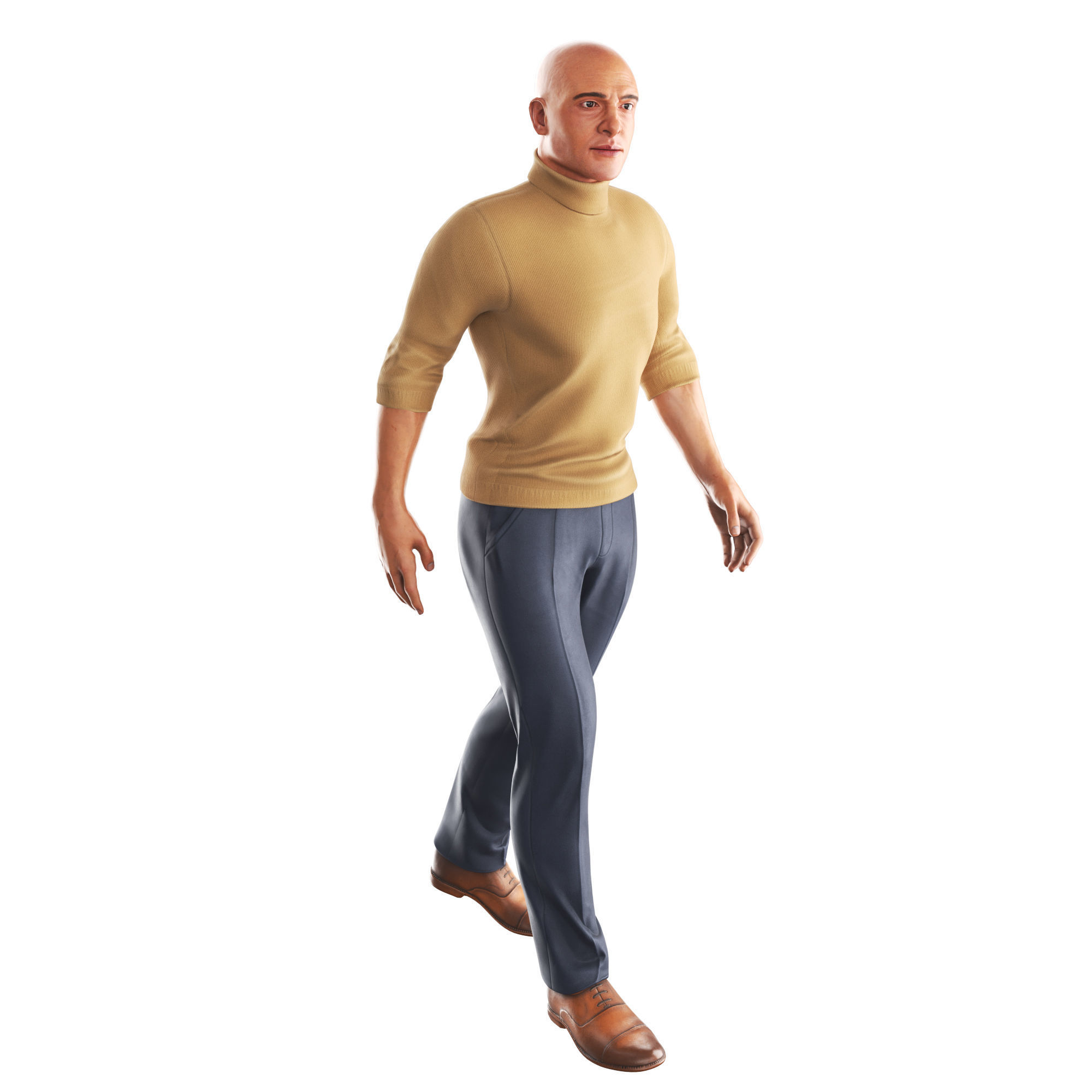 Richard-Yellow-GolfShort-Walking sims - man Low-poly 3D model_1