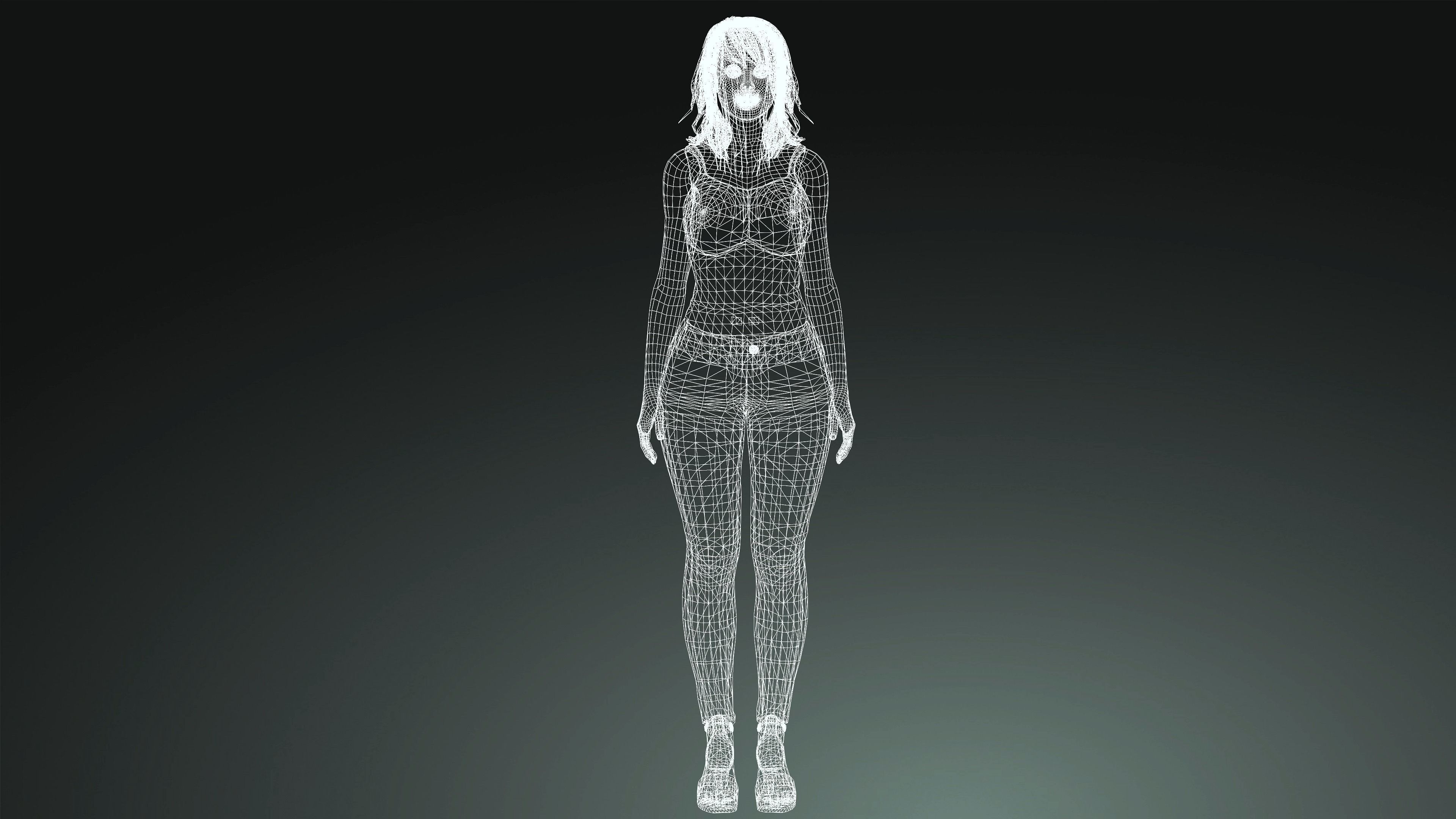 Realistic Female Monica Low-poly 3D model_10