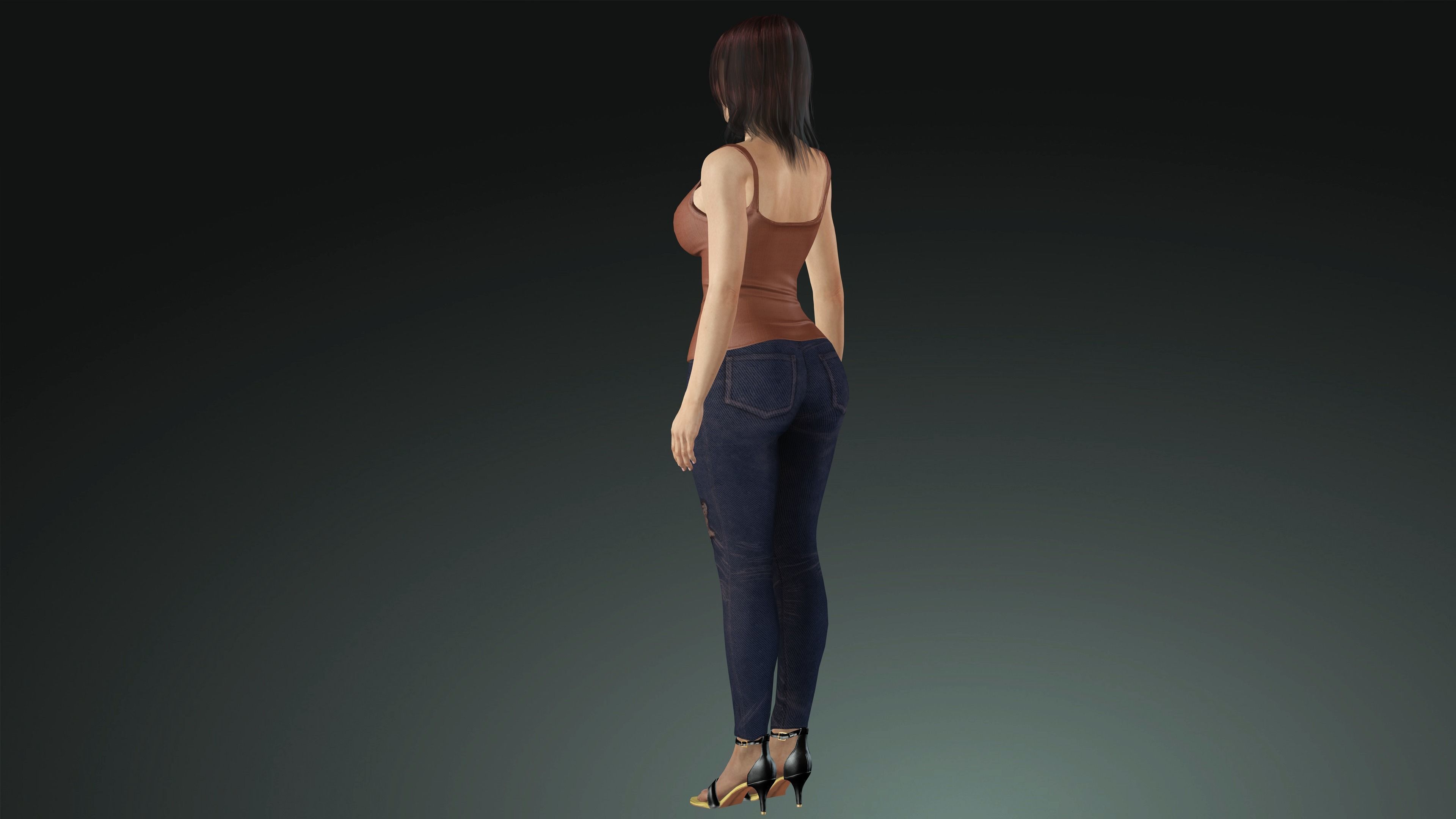 Realistic Female Monica Low-poly 3D model_5