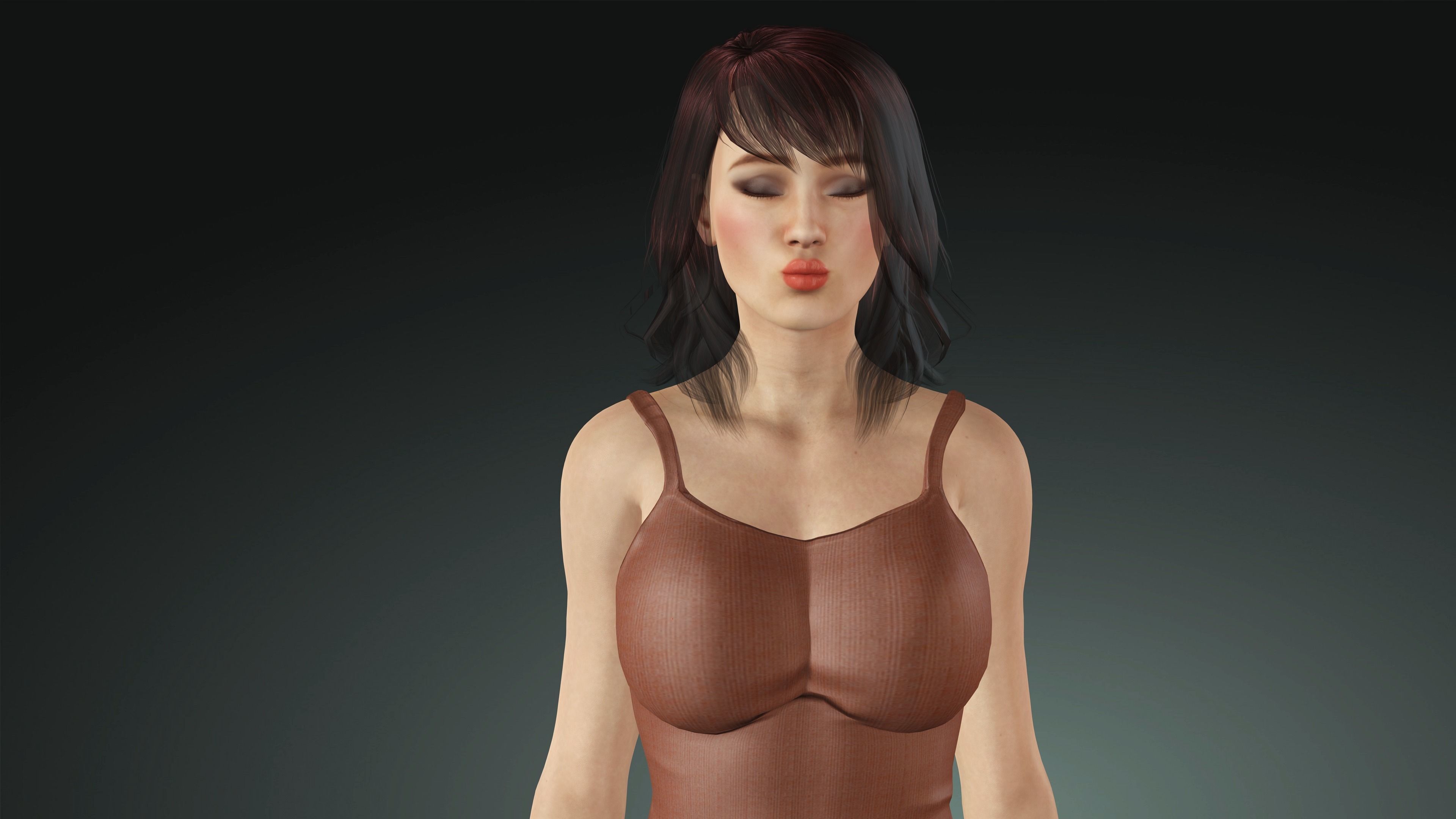 Realistic Female Monica Low-poly 3D model_2