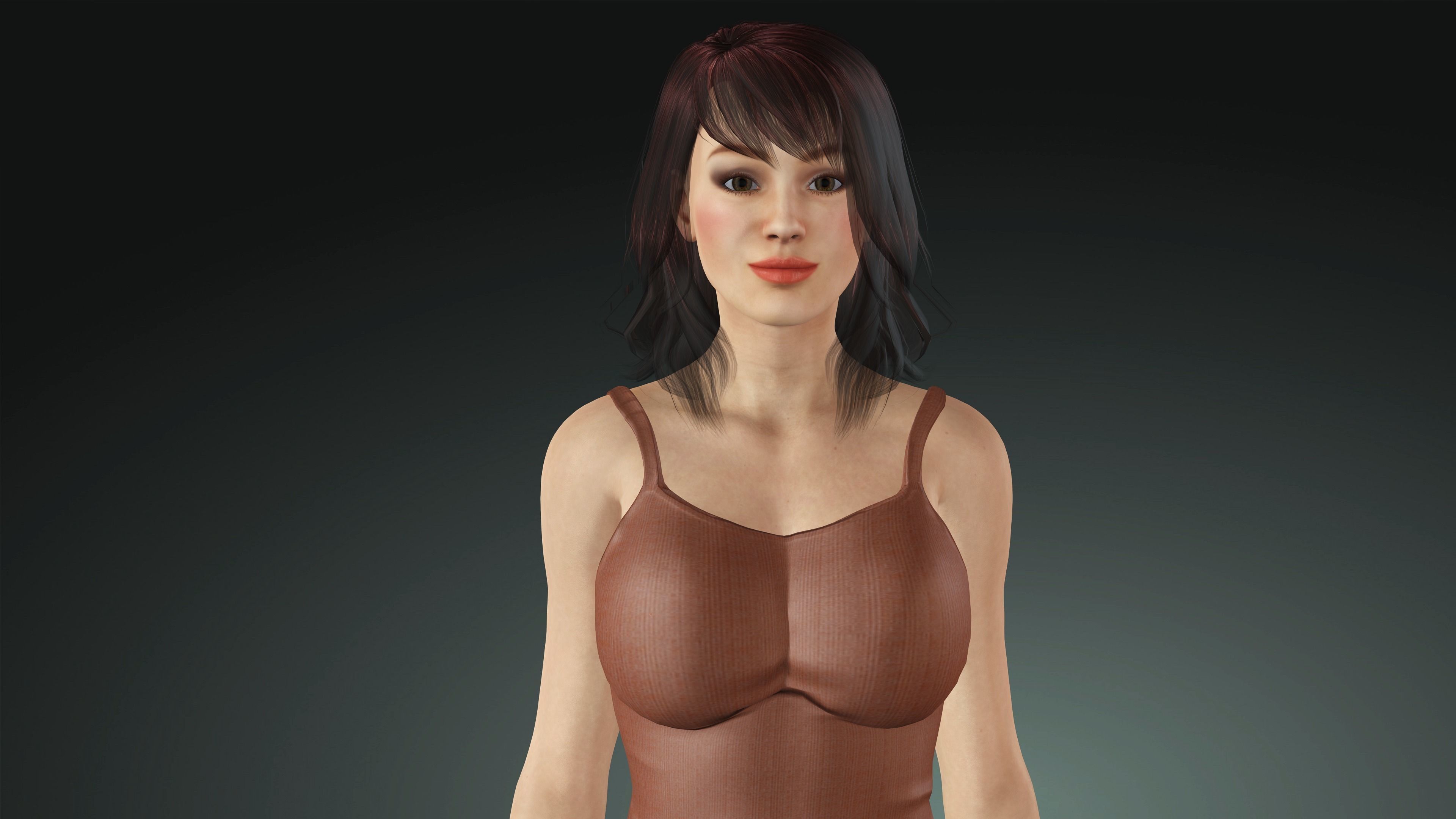 Realistic Female Monica Low-poly 3D model_1