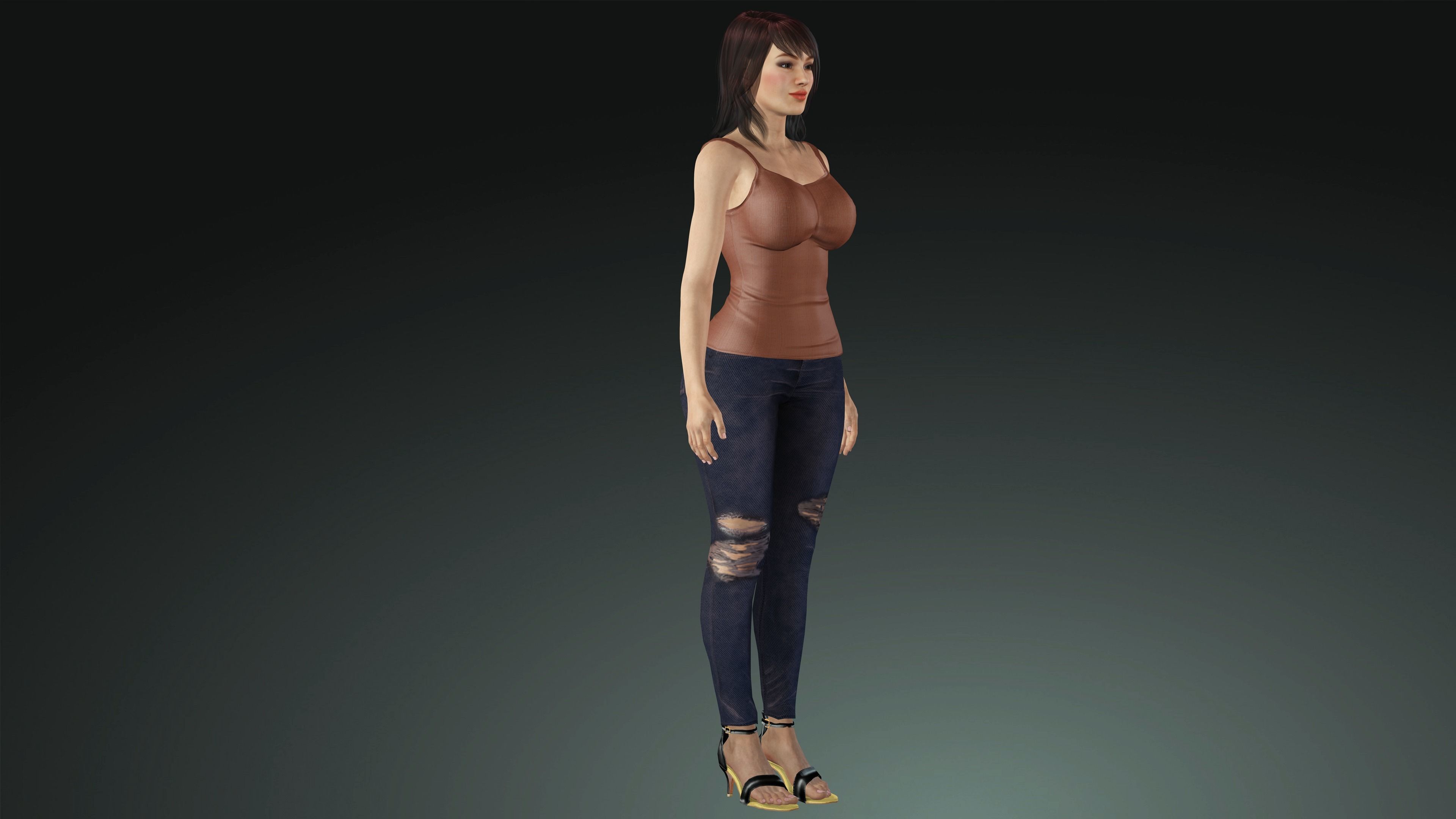 Realistic Female Monica Low-poly 3D model_4