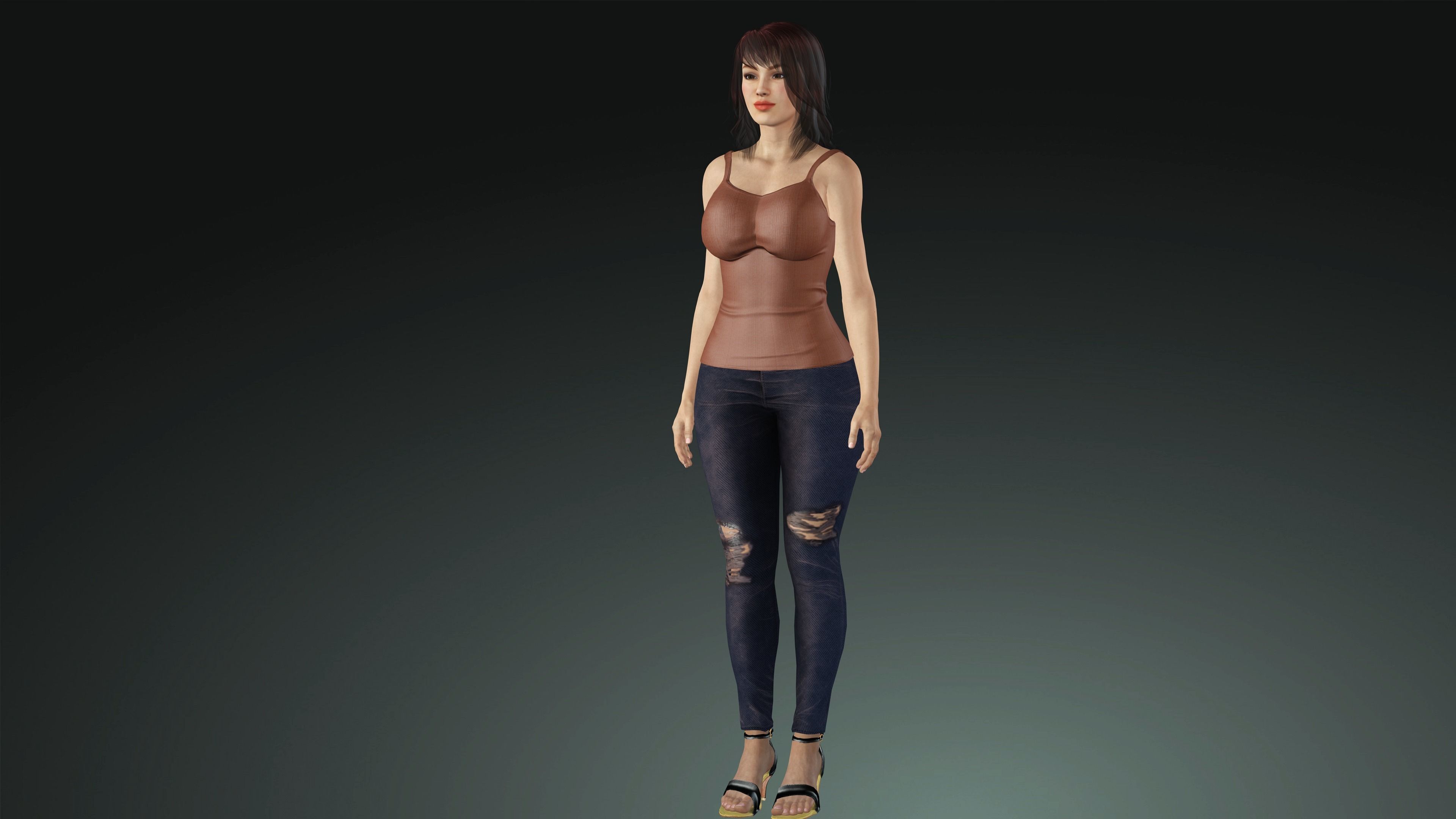 Realistic Female Monica Low-poly 3D model_3